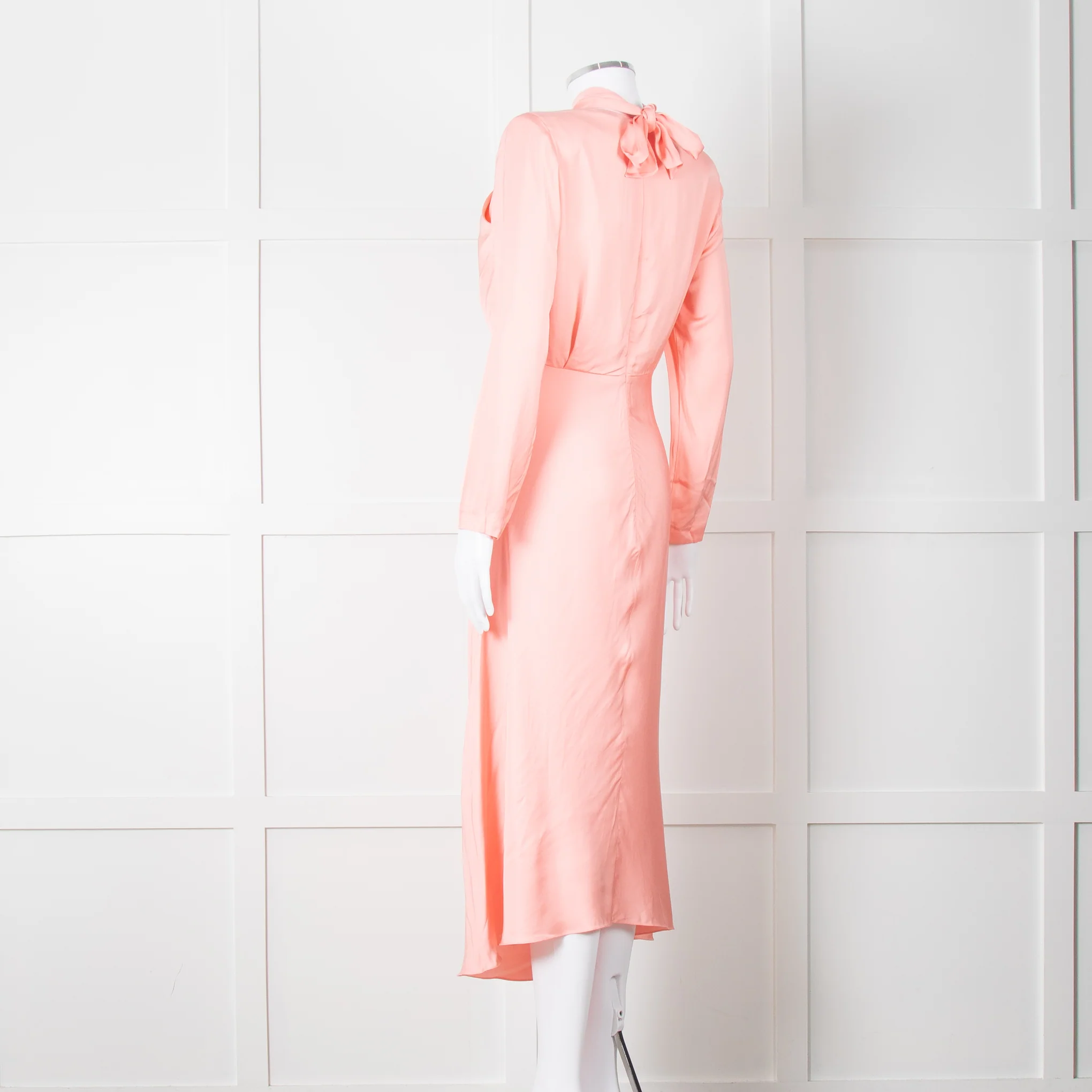 Sandro Pink Satin Midi Dress with Tie Back - Image 6
