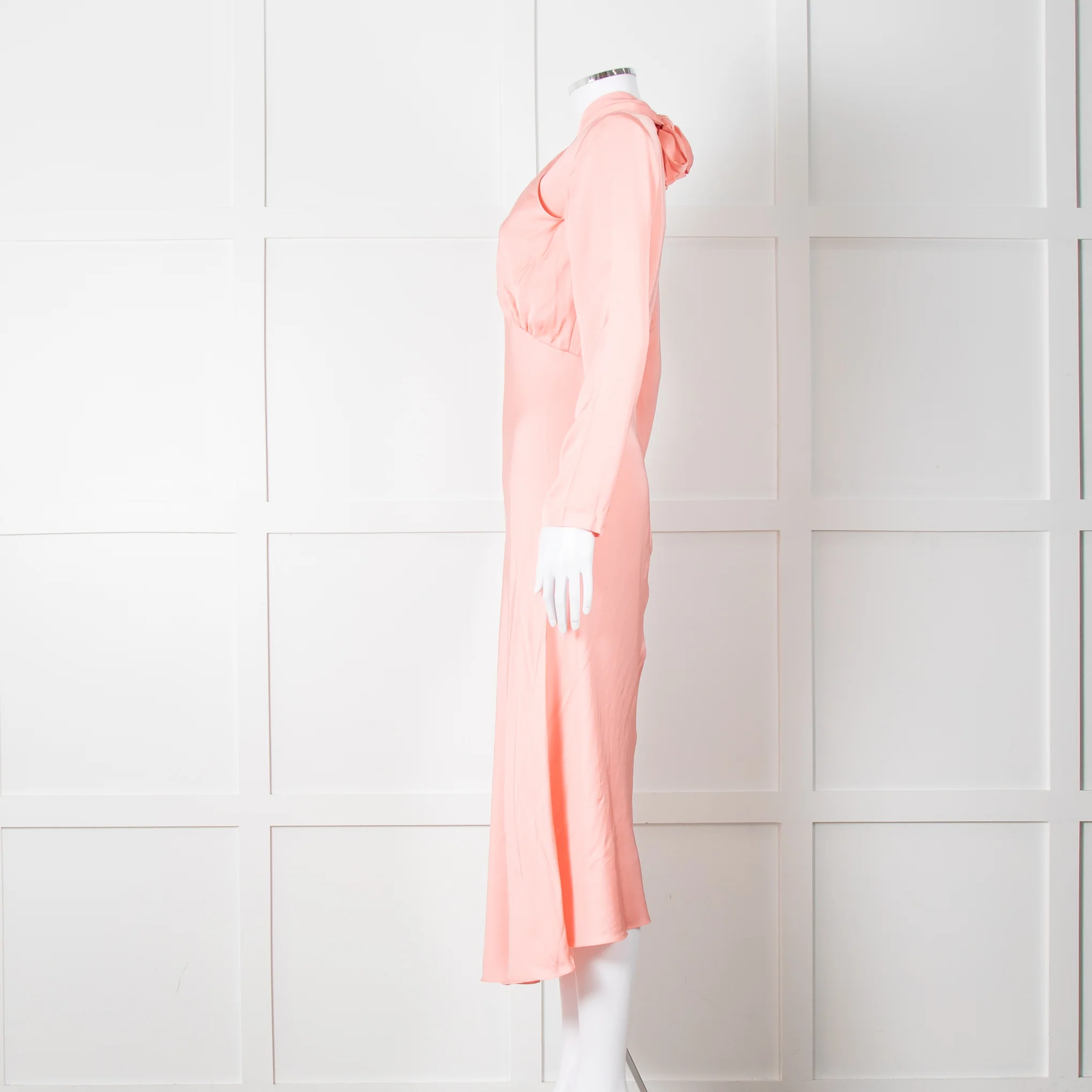 Sandro Pink Satin Midi Dress with Tie Back - Image 7