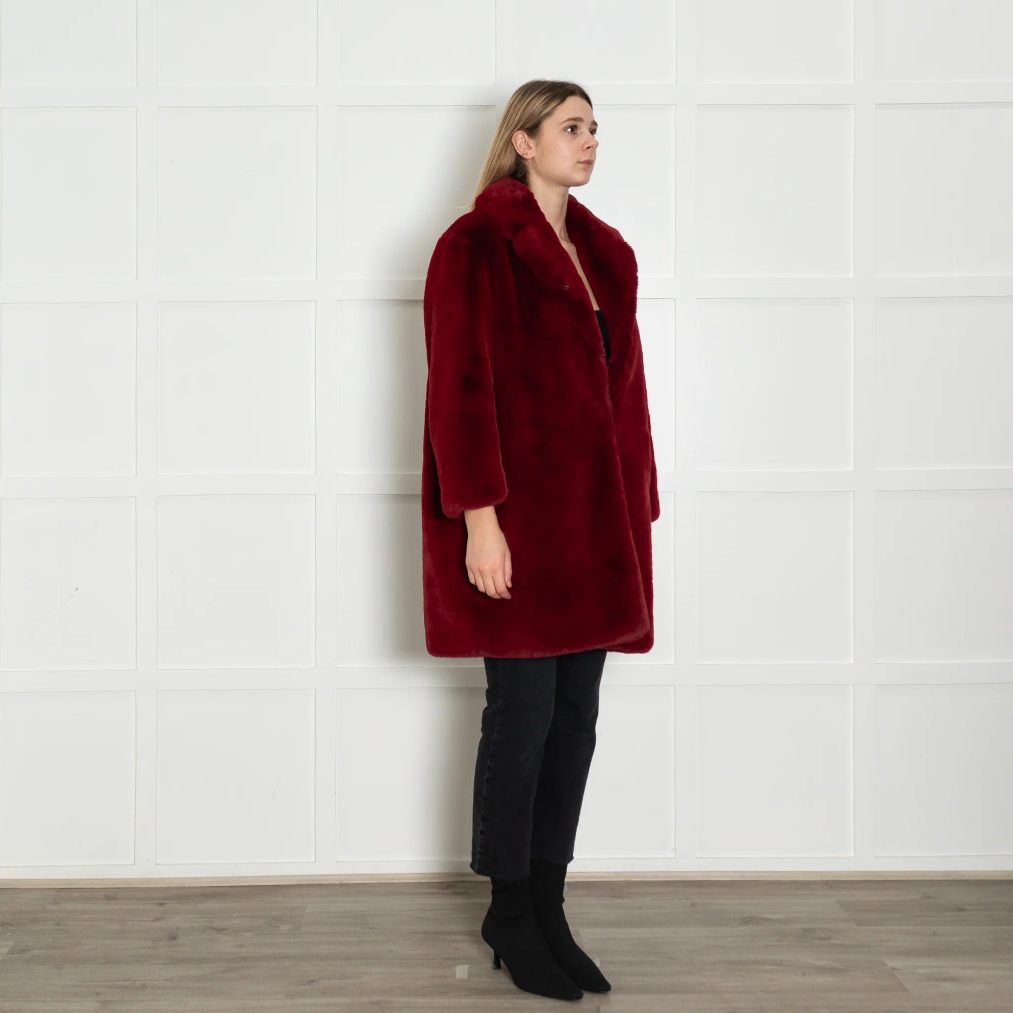 Sandro Red Faux Fur Coat - Image 7