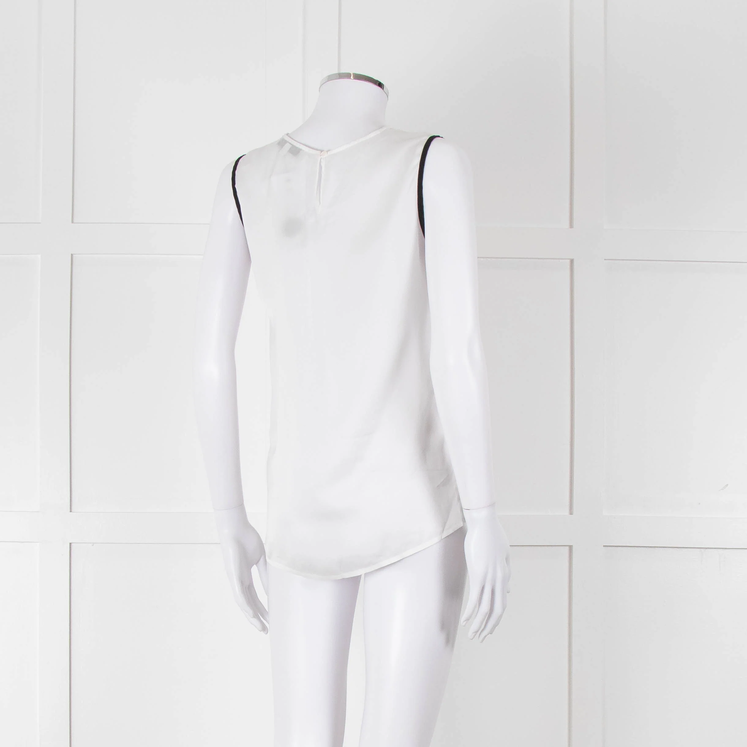 Sandro White Neon Pink Lace Front Sleeveless Top - Image 4