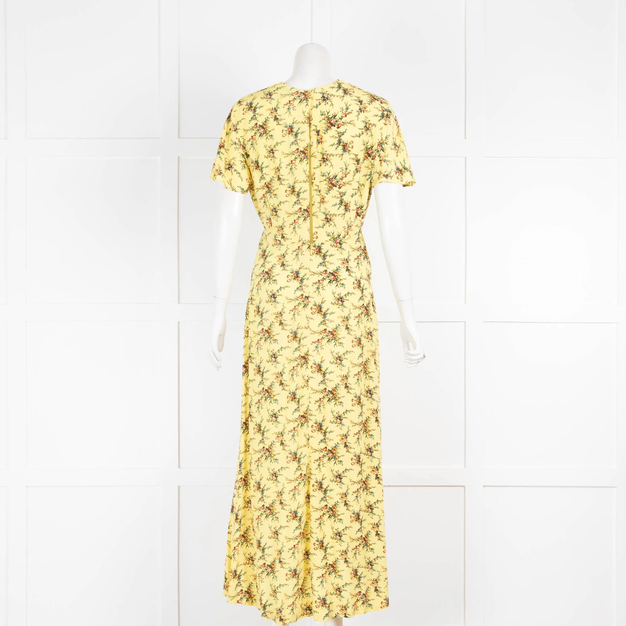 Sandro Yellow Short Sleeve Long Floral Dress - Image 3