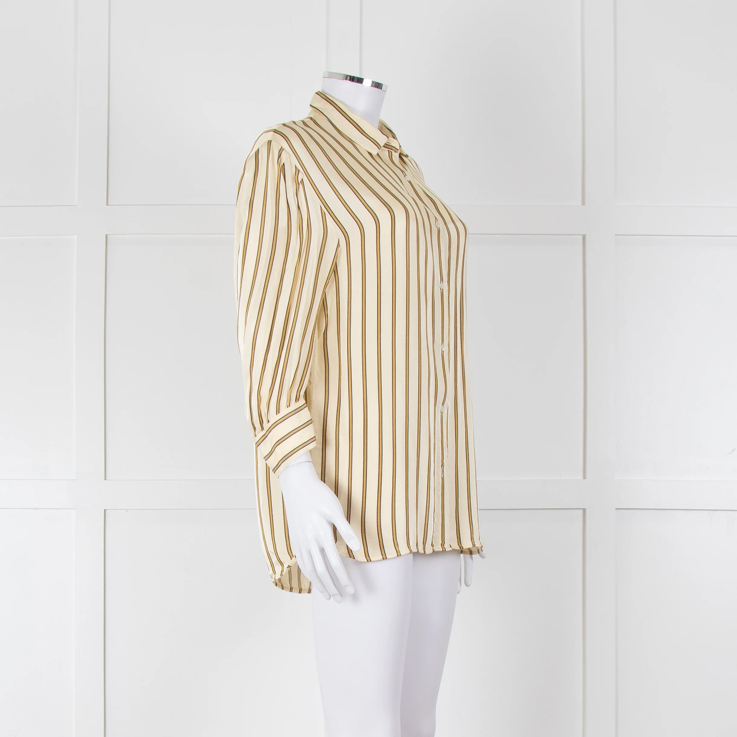 Sandro Yellow Striped 3/4 Sleeve Shirt - Image 2