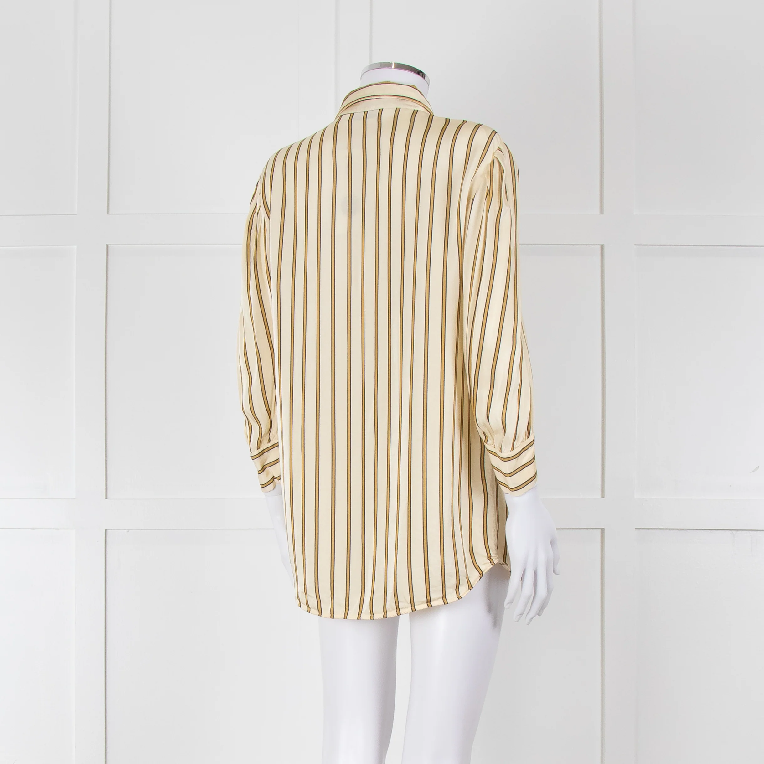 Sandro Yellow Striped 3/4 Sleeve Shirt - Image 4