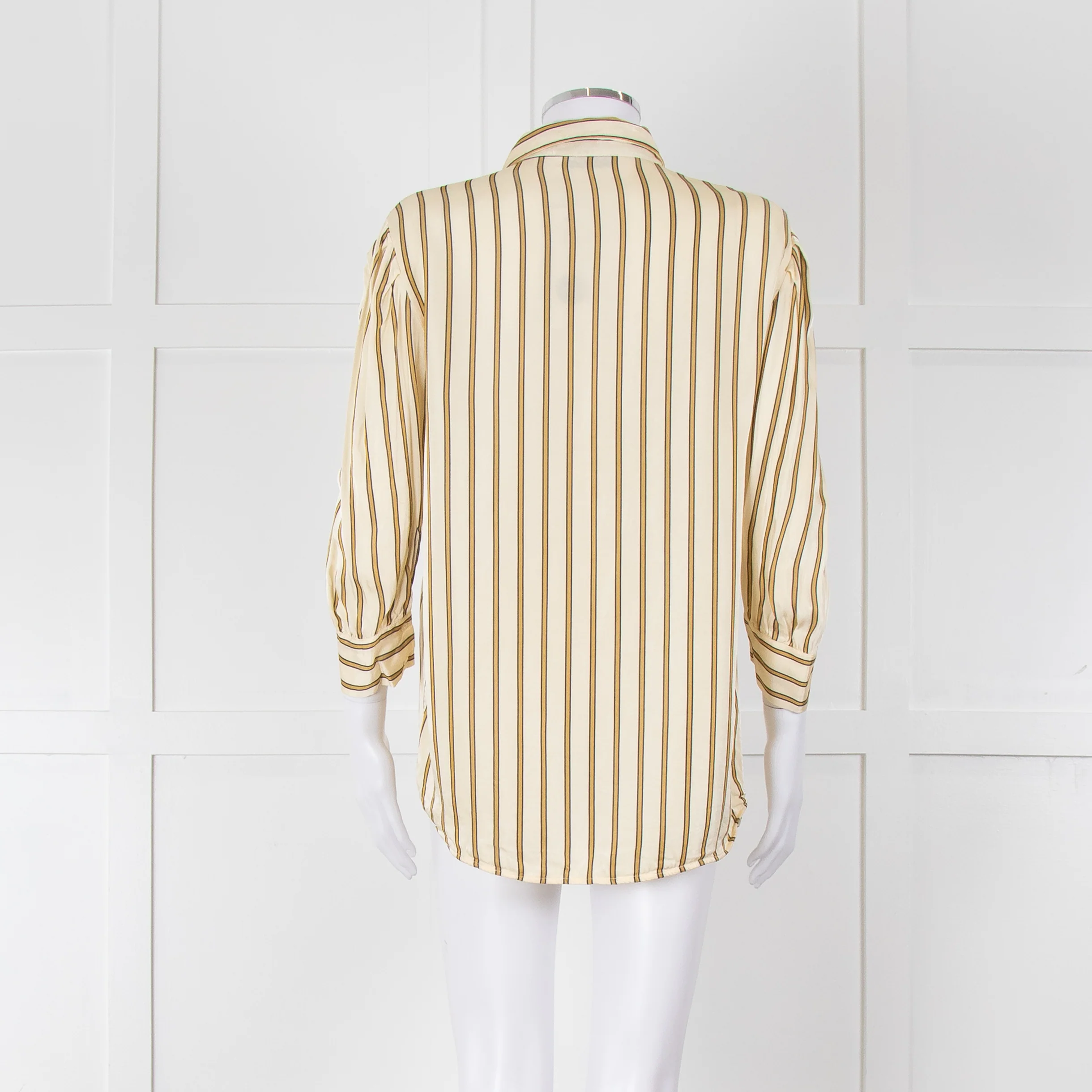 Sandro Yellow Striped 3/4 Sleeve Shirt - Image 5