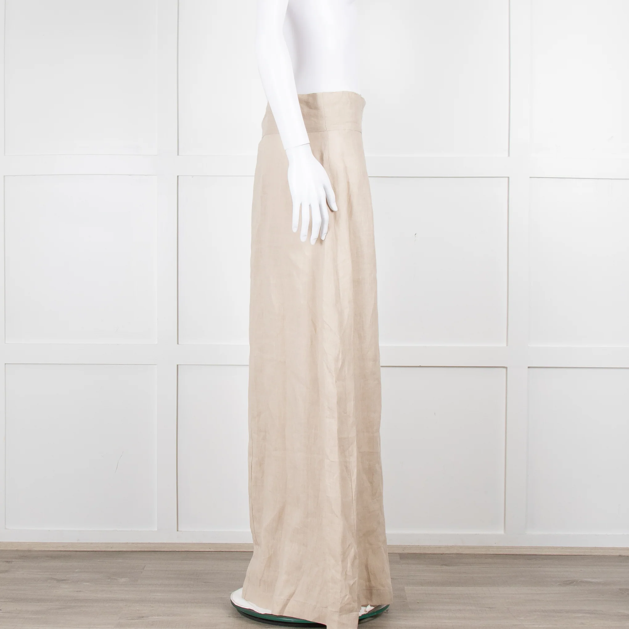 Sarah Pacini Beige Linen Wrap Maxi Skirt - Image 3