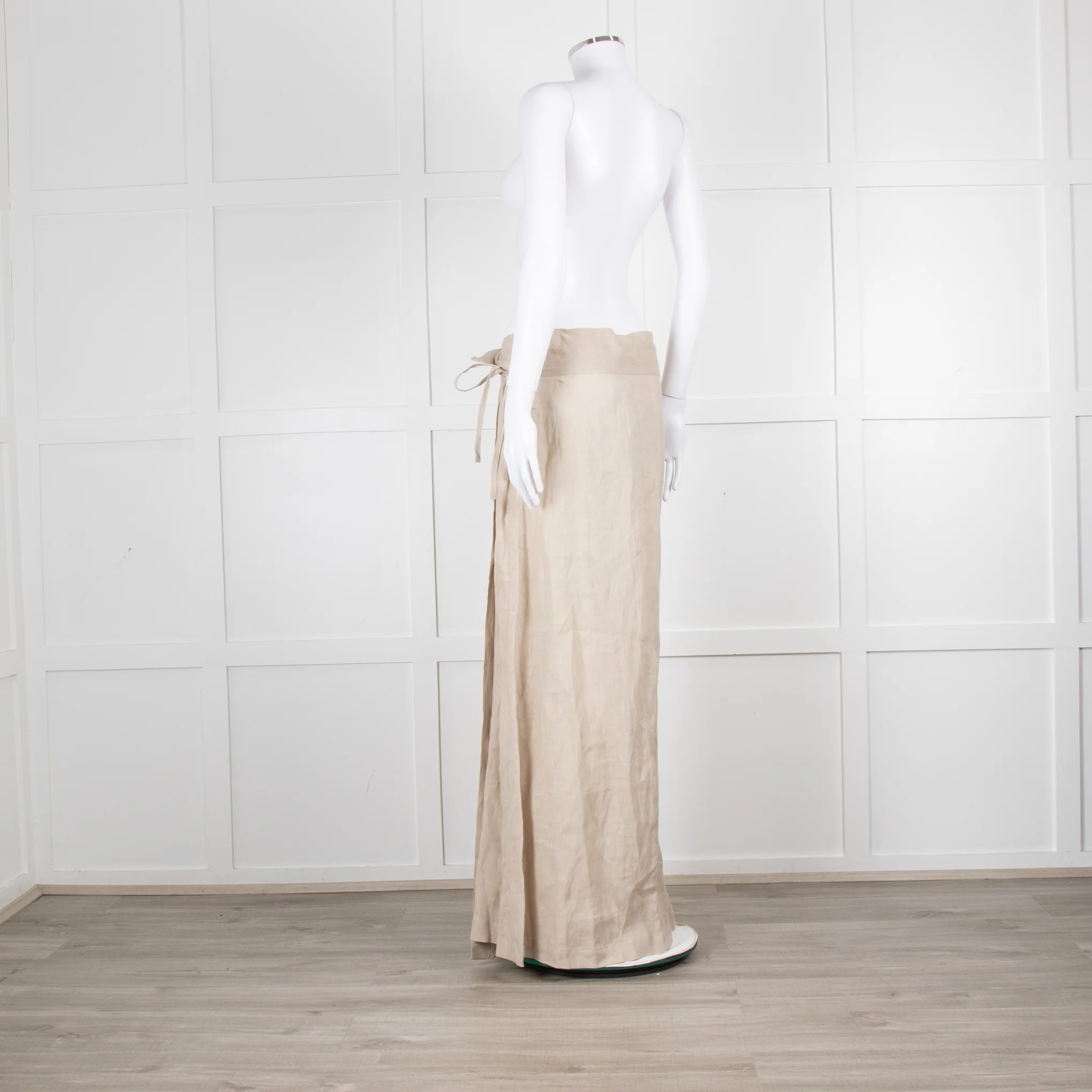 Sarah Pacini Beige Linen Wrap Maxi Skirt - Image 6