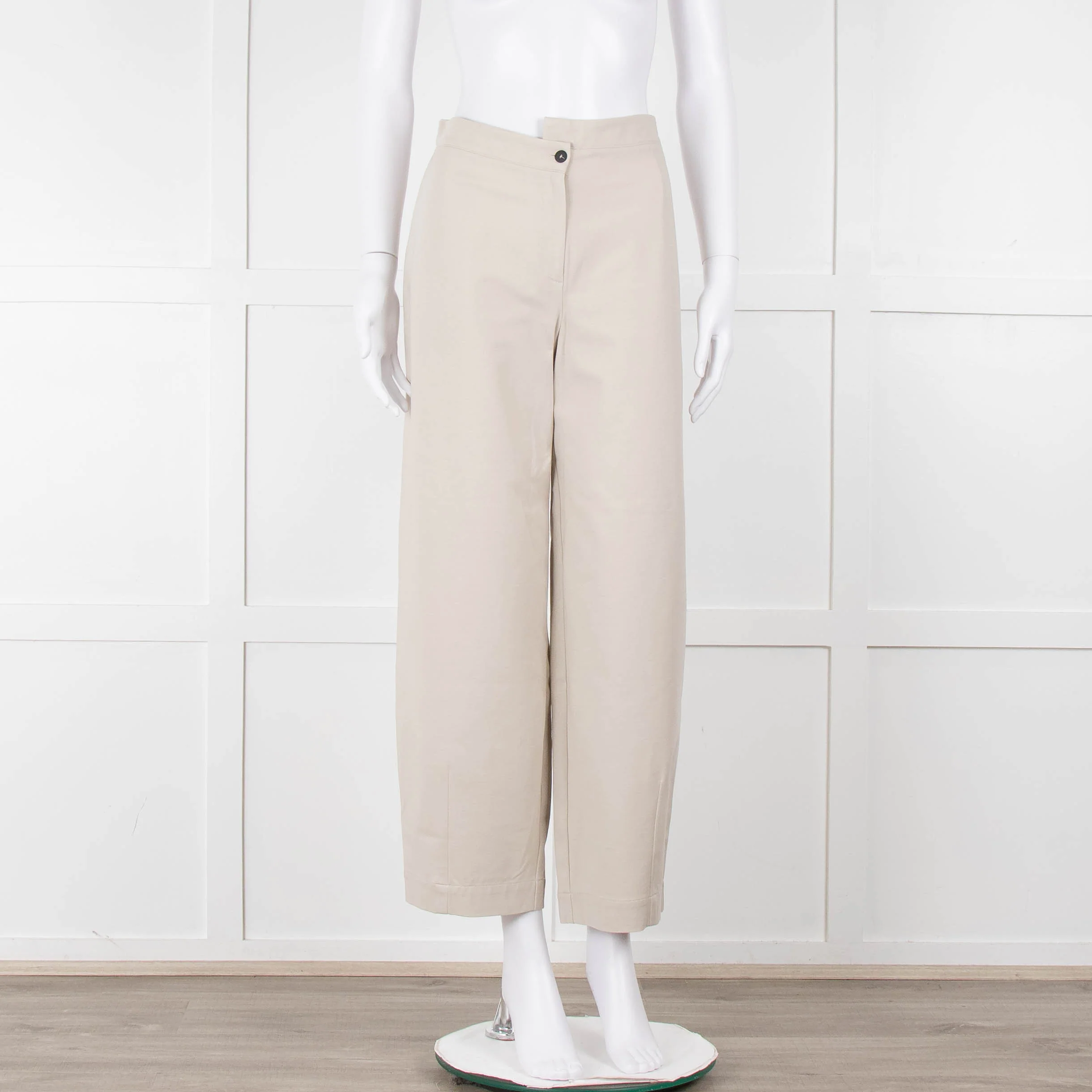 Sarah Pacini Beige Wide Leg Trousers