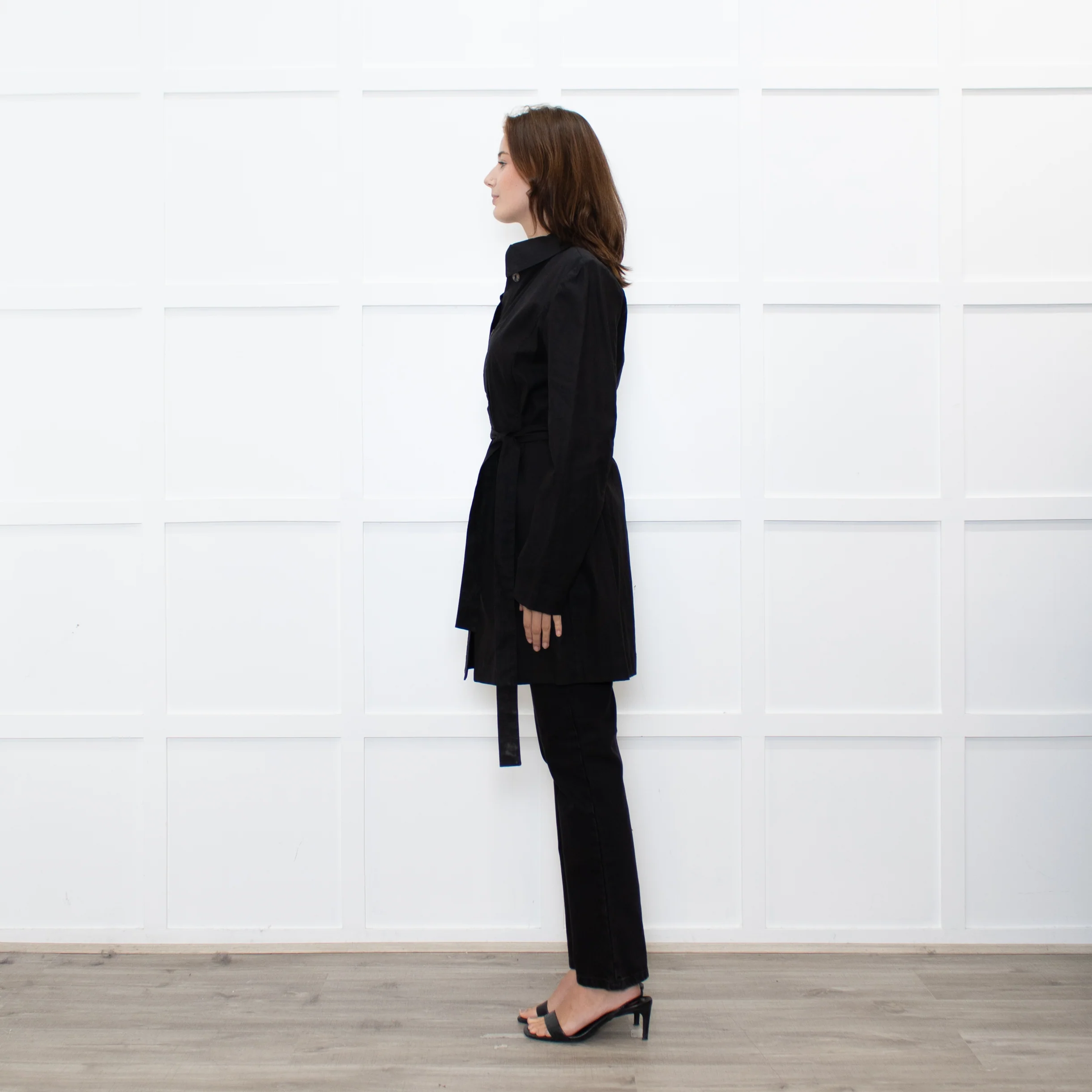 Sarah Pacini Black Cotton Blend Trench Coat - Image 4