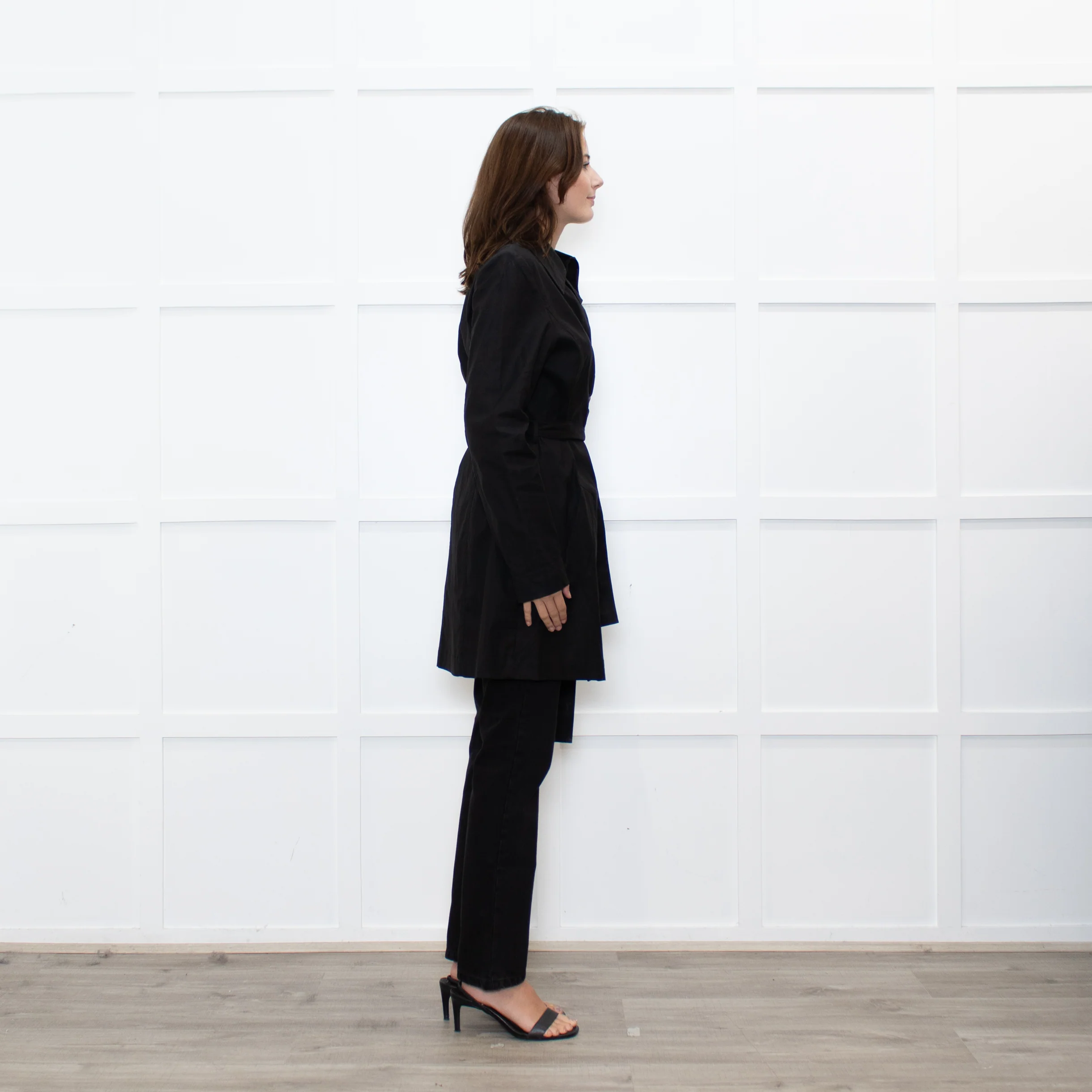 Sarah Pacini Black Cotton Blend Trench Coat - Image 6