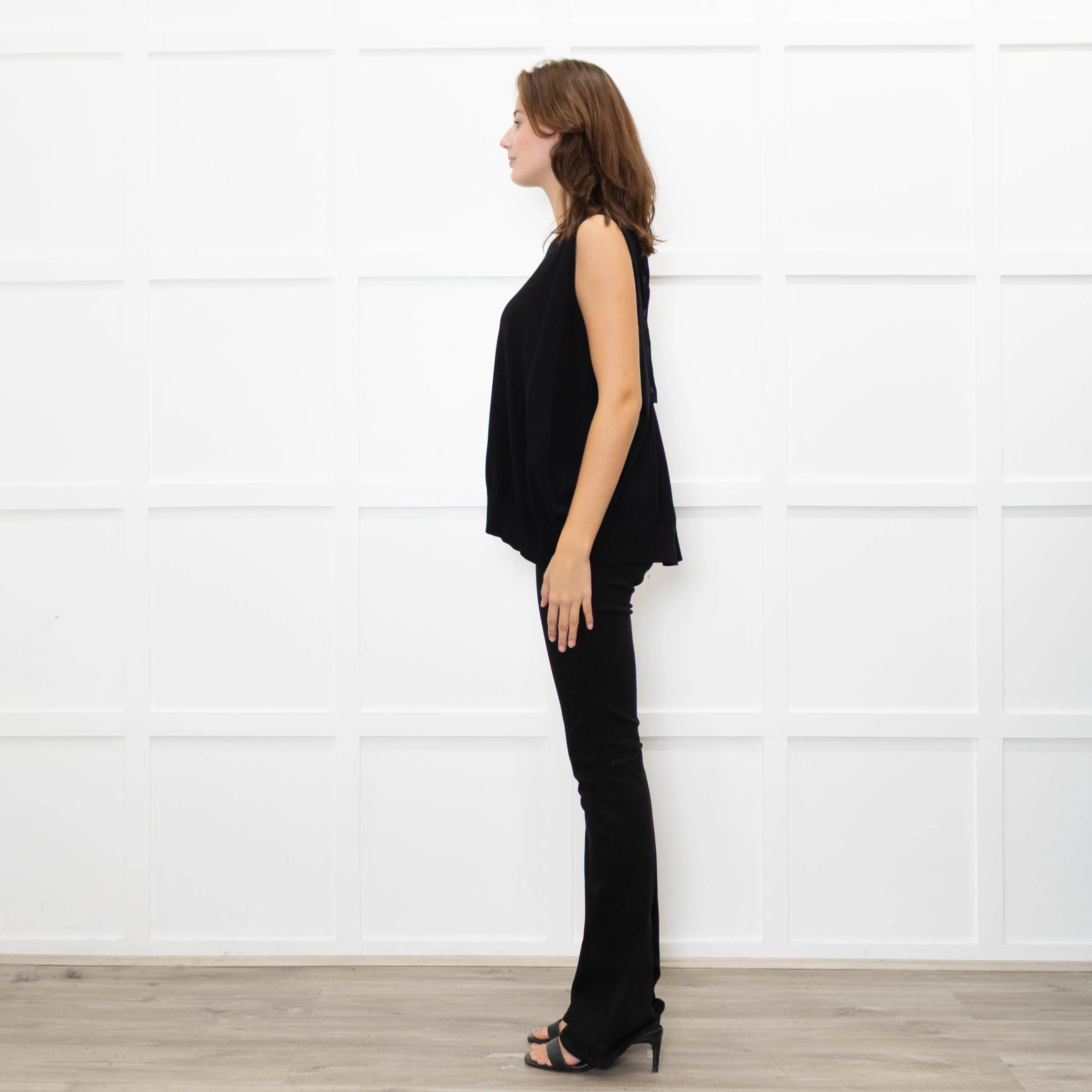 Sarah Pacini Black Fine Knit Vest with Gathered Back - Image 4