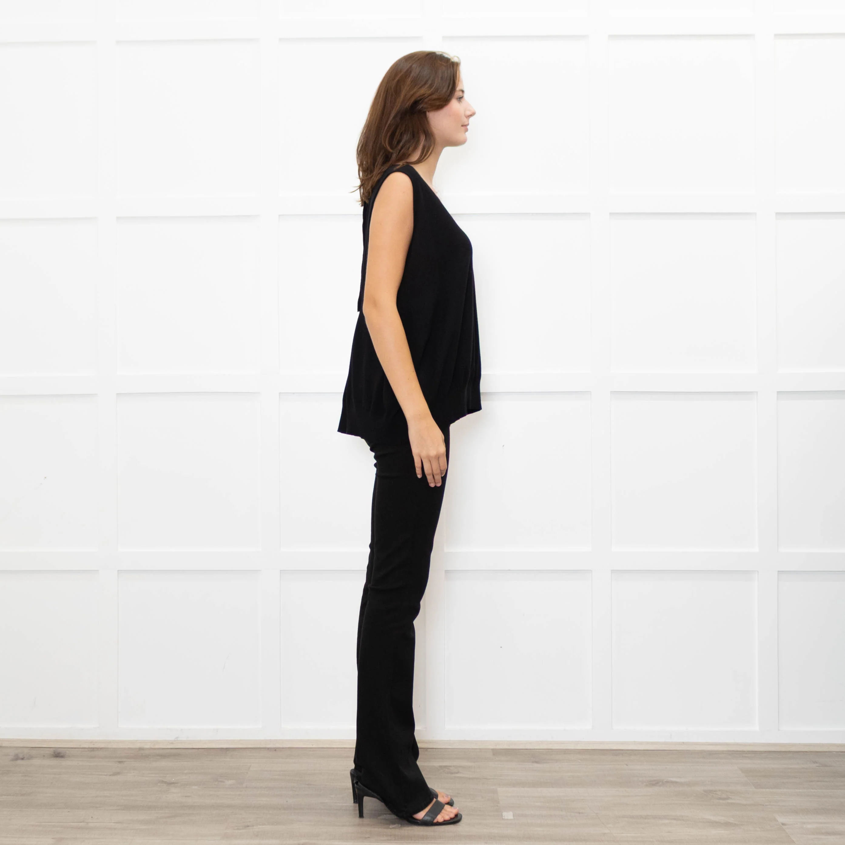 Sarah Pacini Black Fine Knit Vest with Gathered Back - Image 6