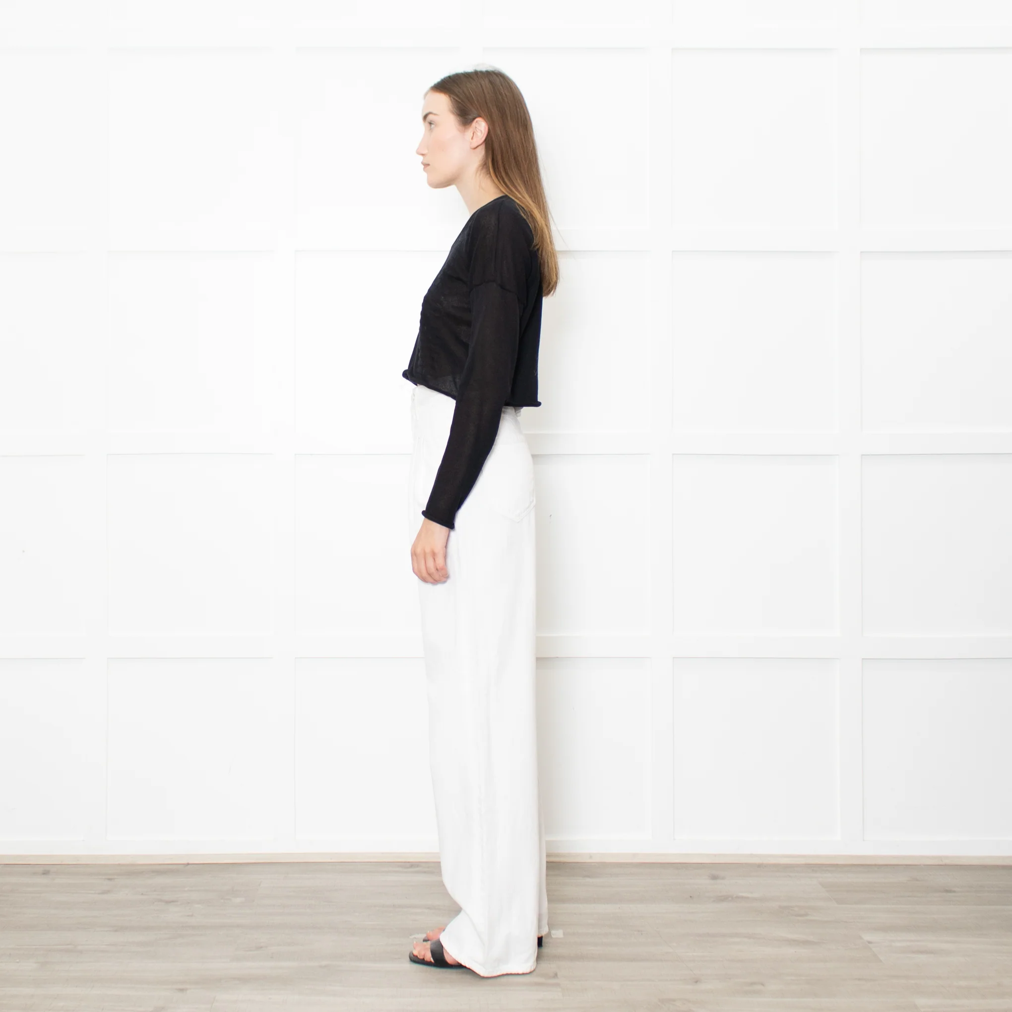 Sarah Pacini Black Knitted Long Sleeve Crop Top - Image 4