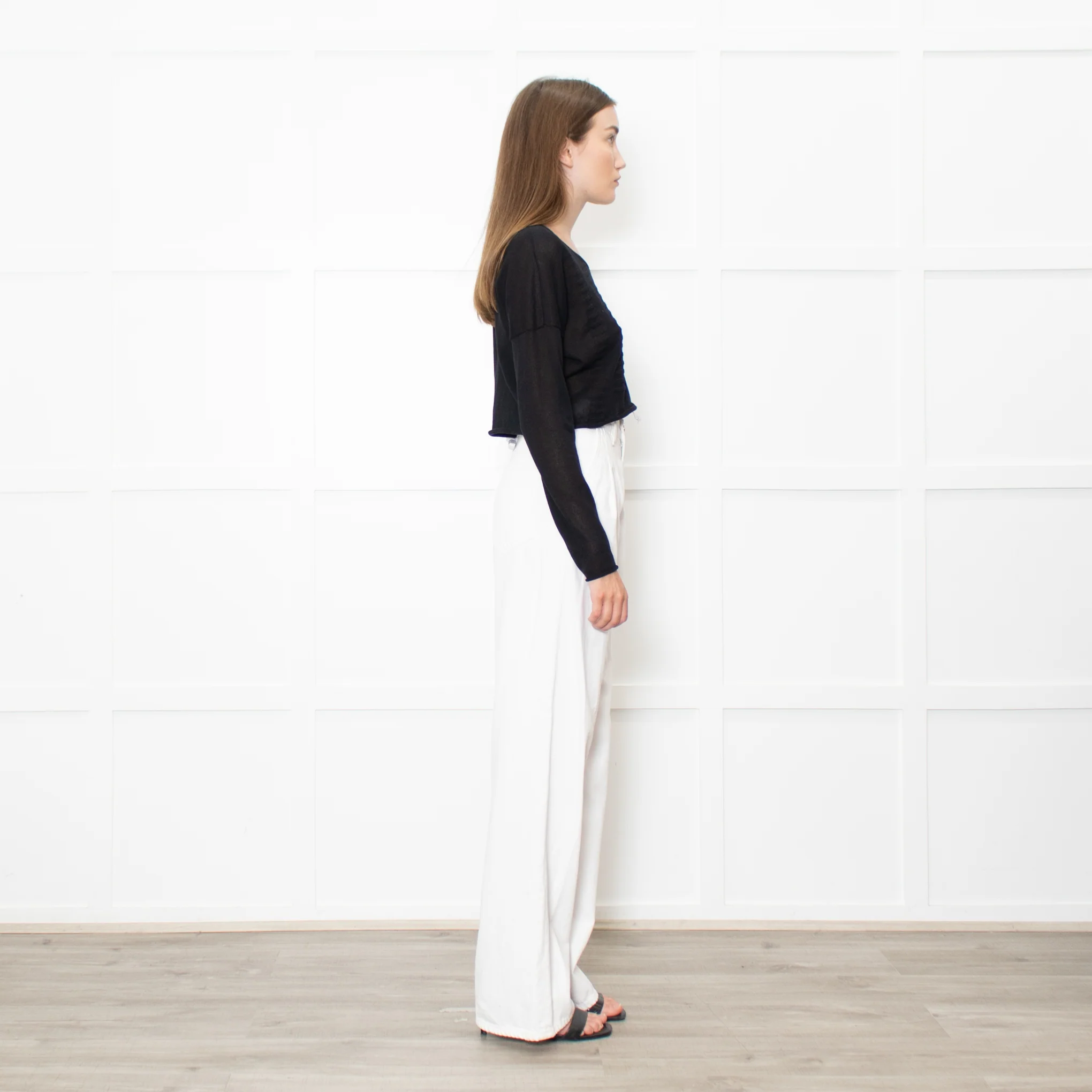 Sarah Pacini Black Knitted Long Sleeve Crop Top - Image 6