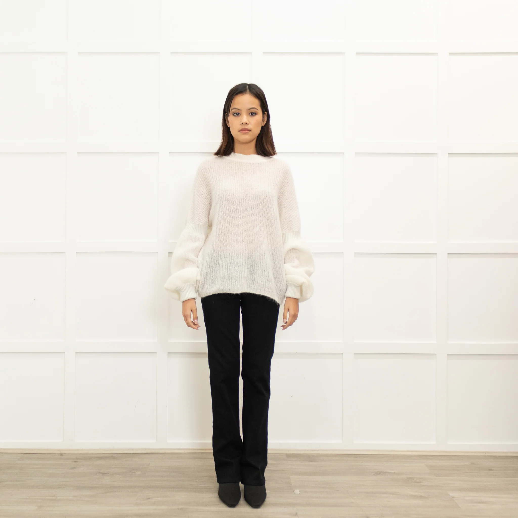 Sarah Pacini Cream Mohair Roundneck Jumper