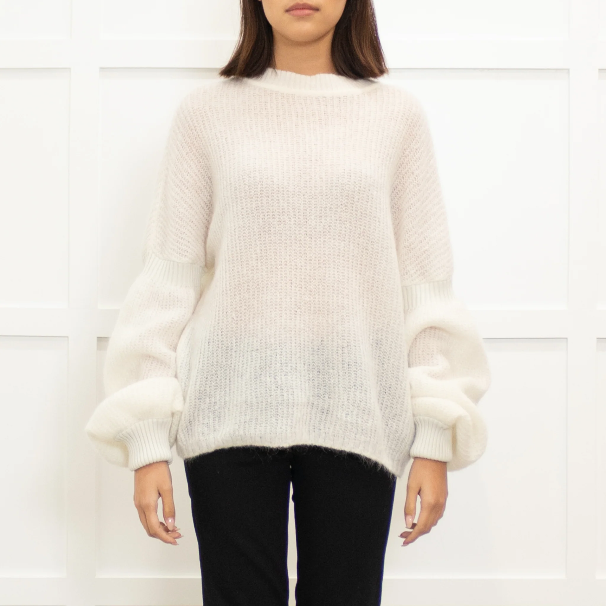 Sarah Pacini Cream Mohair Roundneck Jumper - Image 2