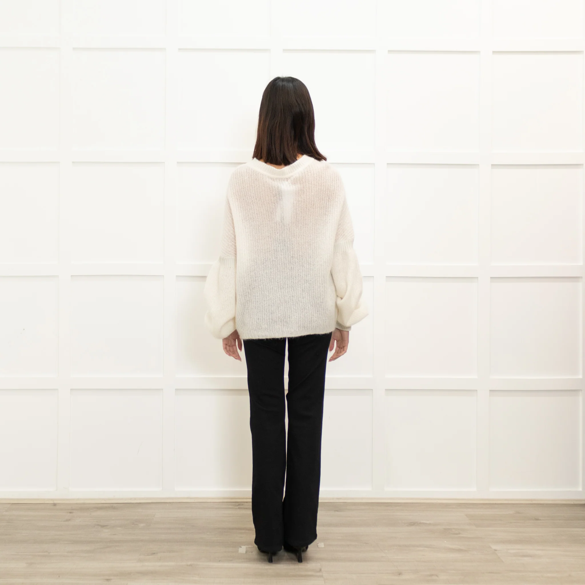 Sarah Pacini Cream Mohair Roundneck Jumper - Image 5