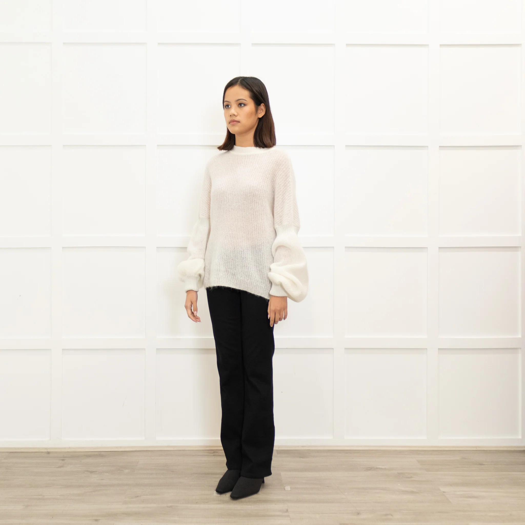 Sarah Pacini Cream Mohair Roundneck Jumper - Image 7