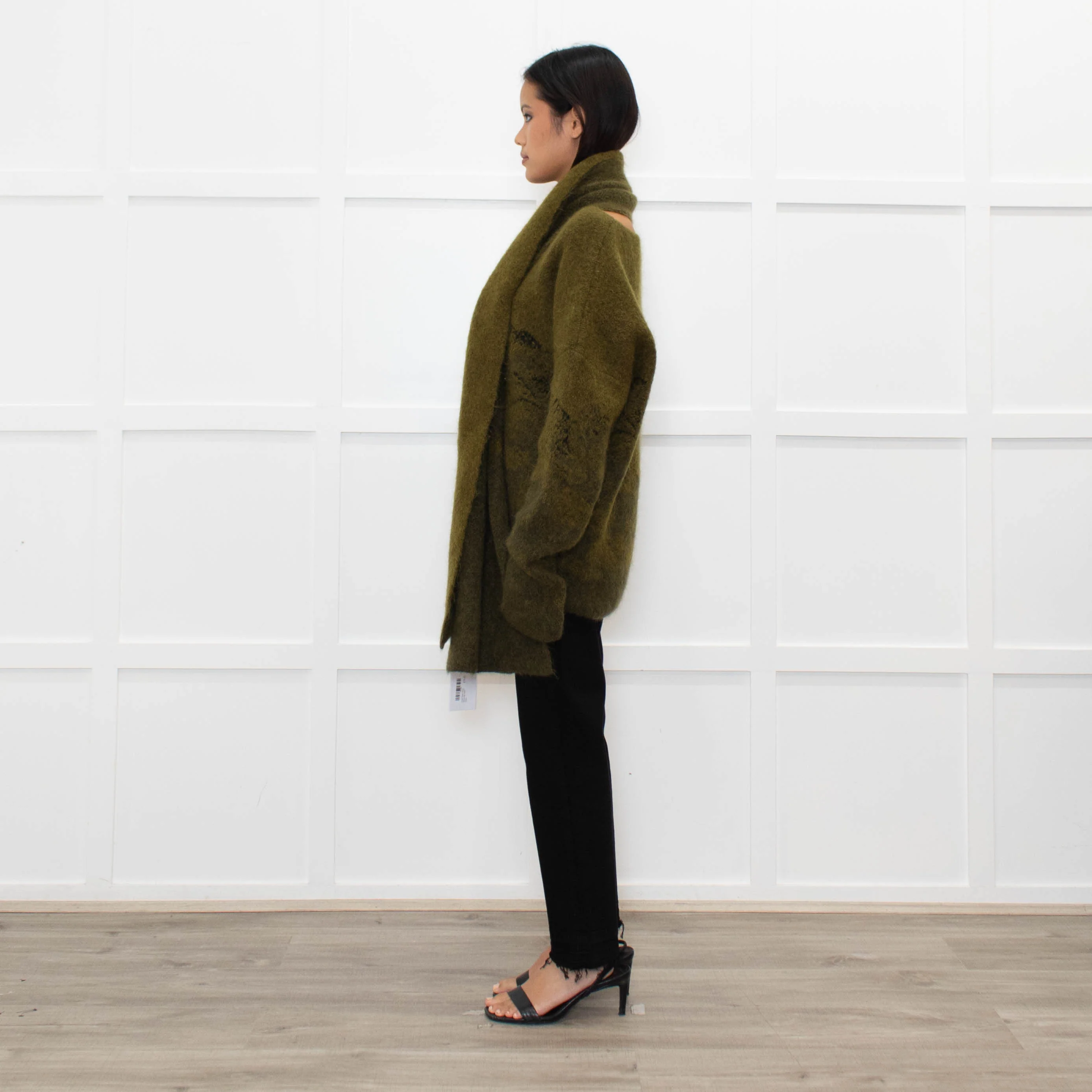 Sarah Pacini Green Mohair Mix Scarf - Image 5