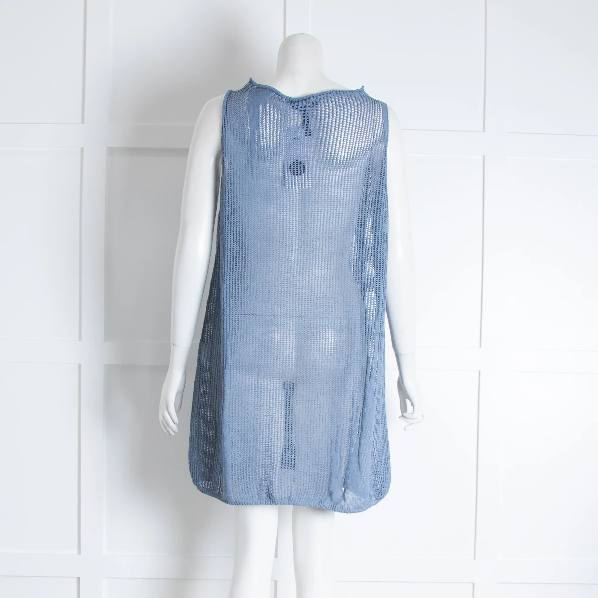 Sarah Pacini Pale Blue Knitted Sleeveless Mini Dress - Image 3