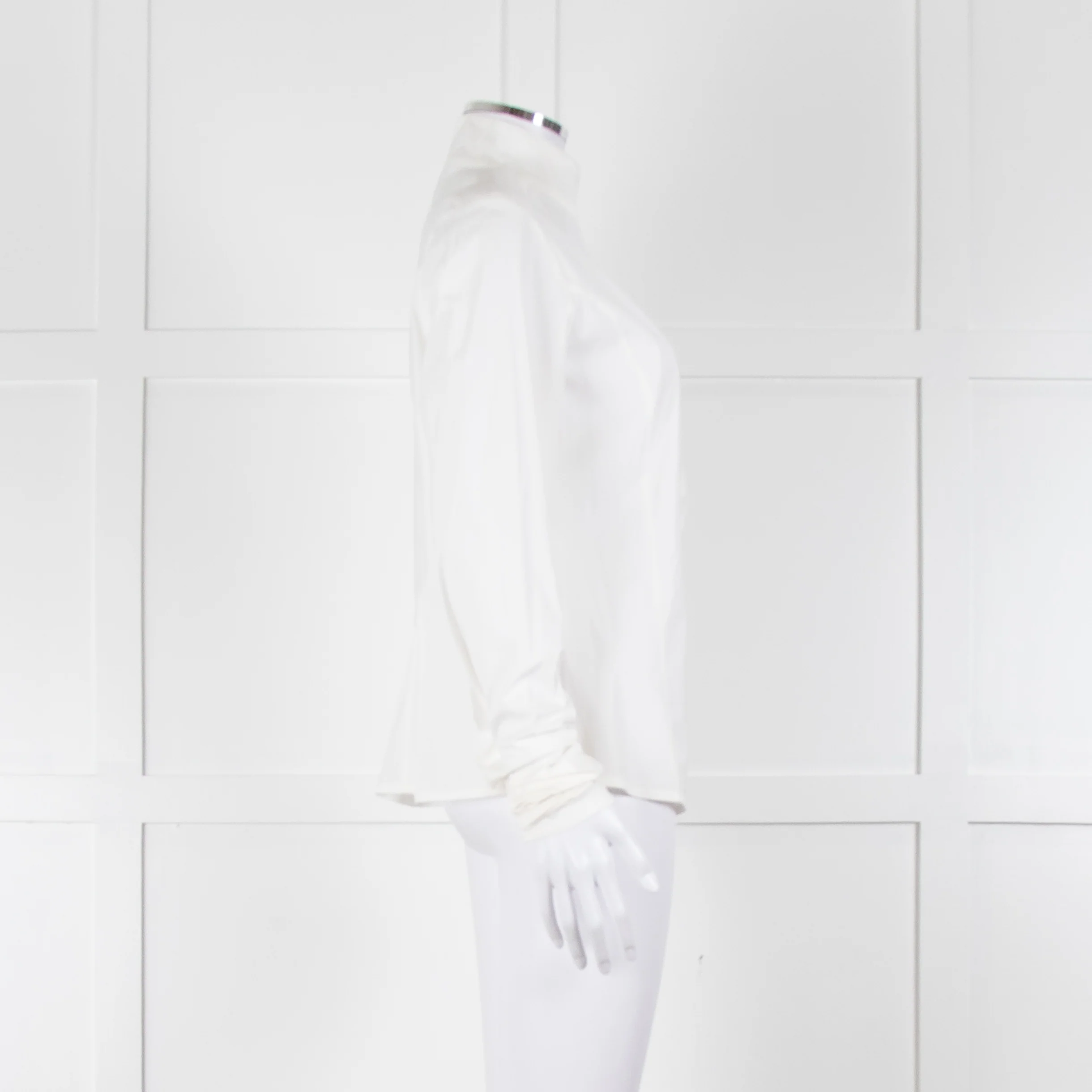 Sarah Pacini White Collarless Tailored Shirt - Image 3