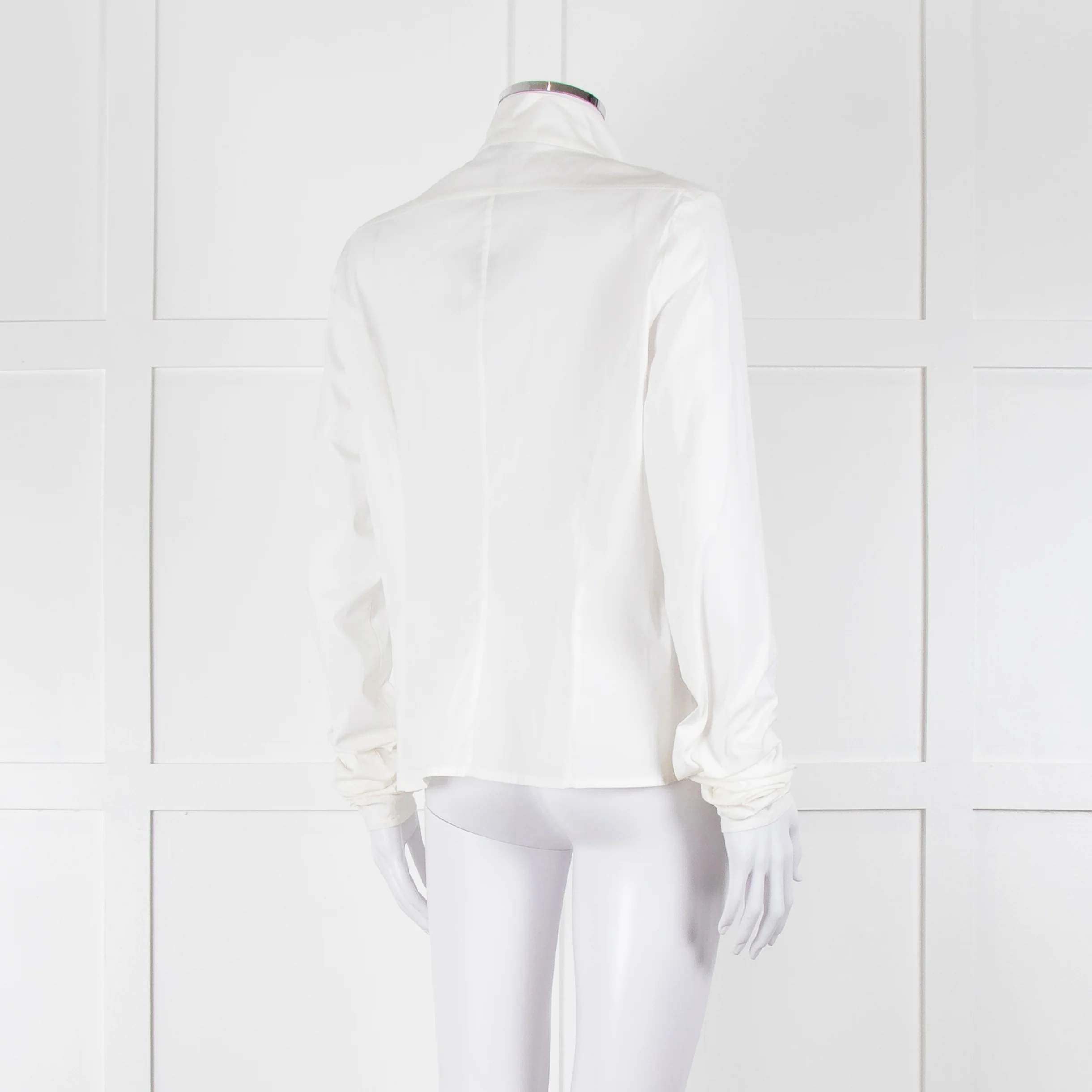 Sarah Pacini White Collarless Tailored Shirt - Image 4