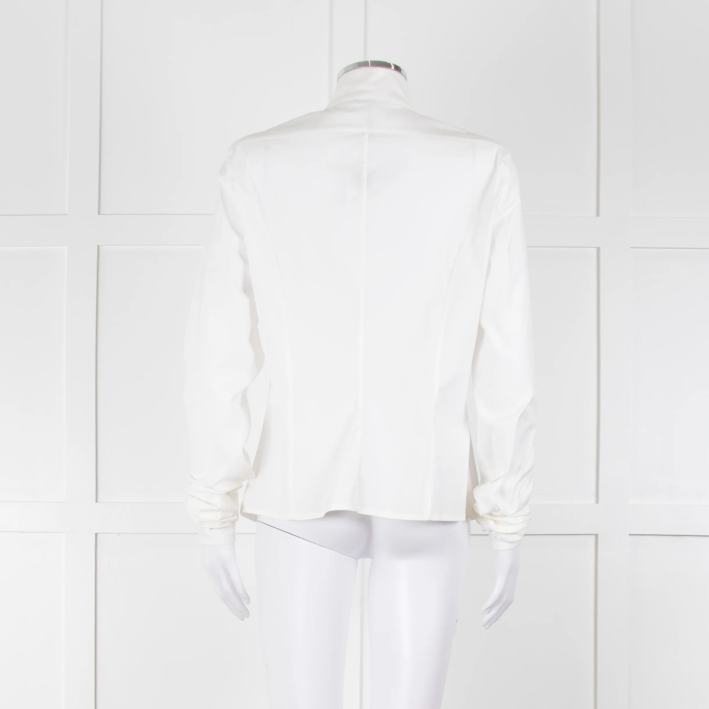Sarah Pacini White Collarless Tailored Shirt - Image 5