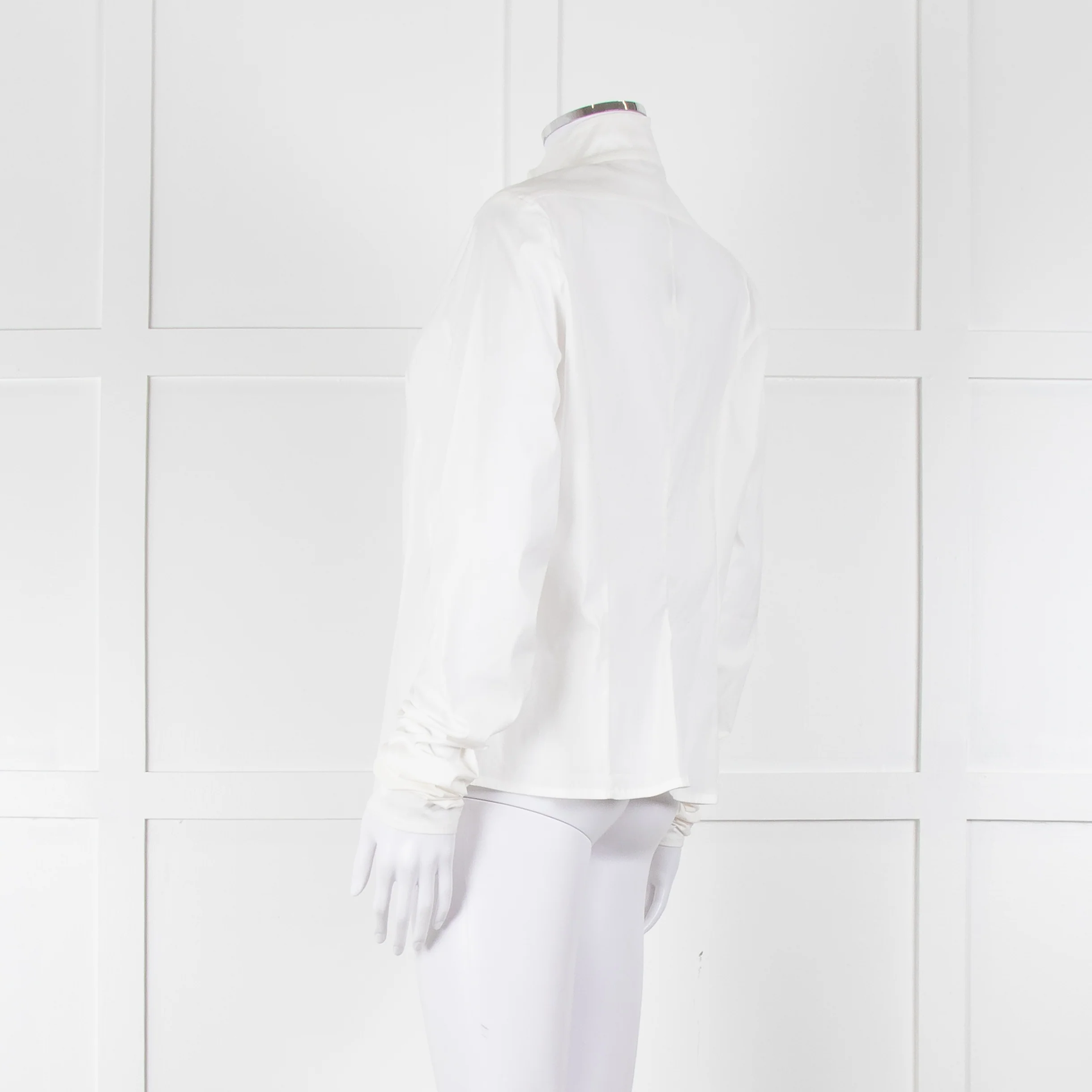 Sarah Pacini White Collarless Tailored Shirt - Image 6