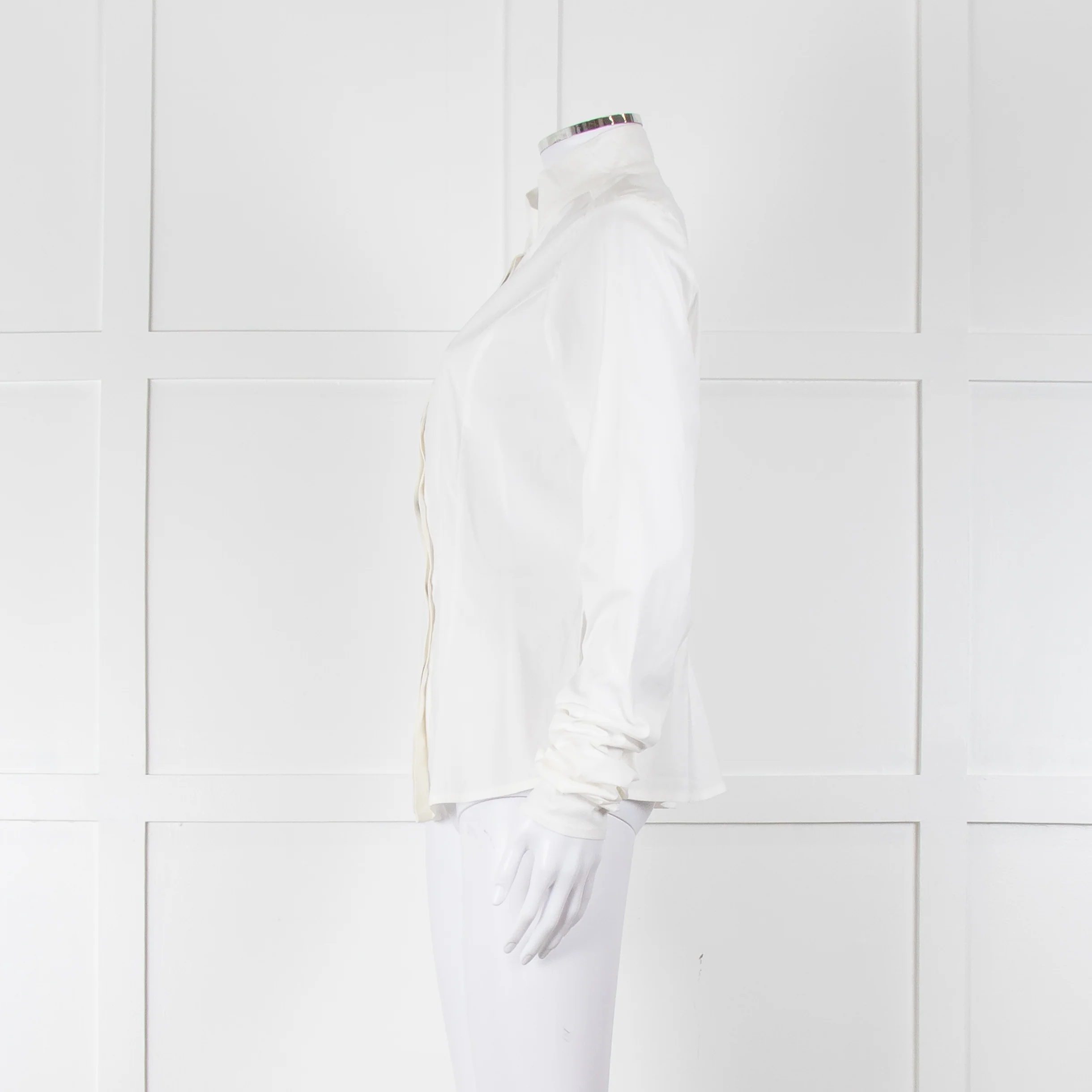Sarah Pacini White Collarless Tailored Shirt - Image 7