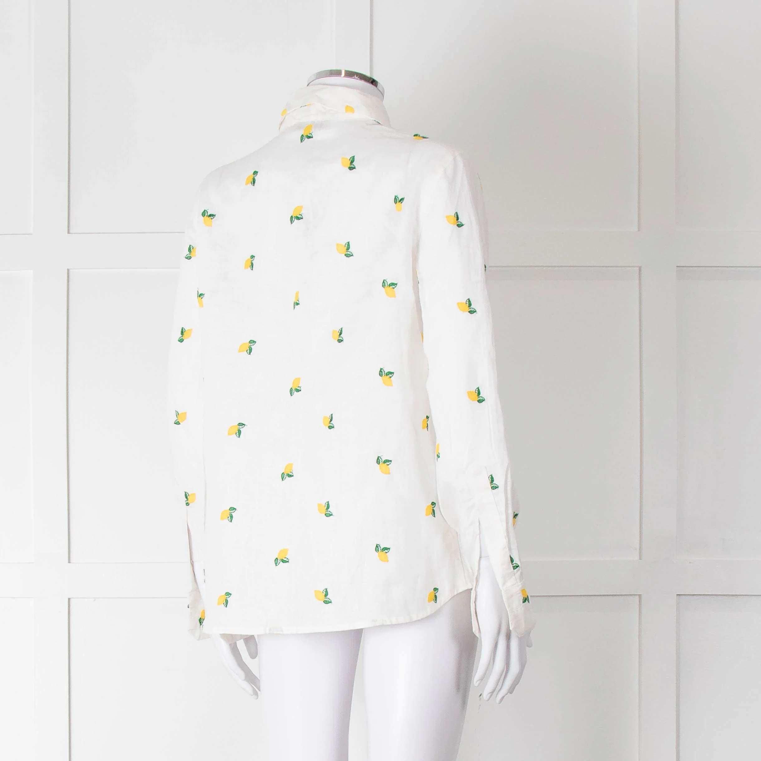 Sartoria Saracena White Lemon Embroidered Linen Shirt - Image 4