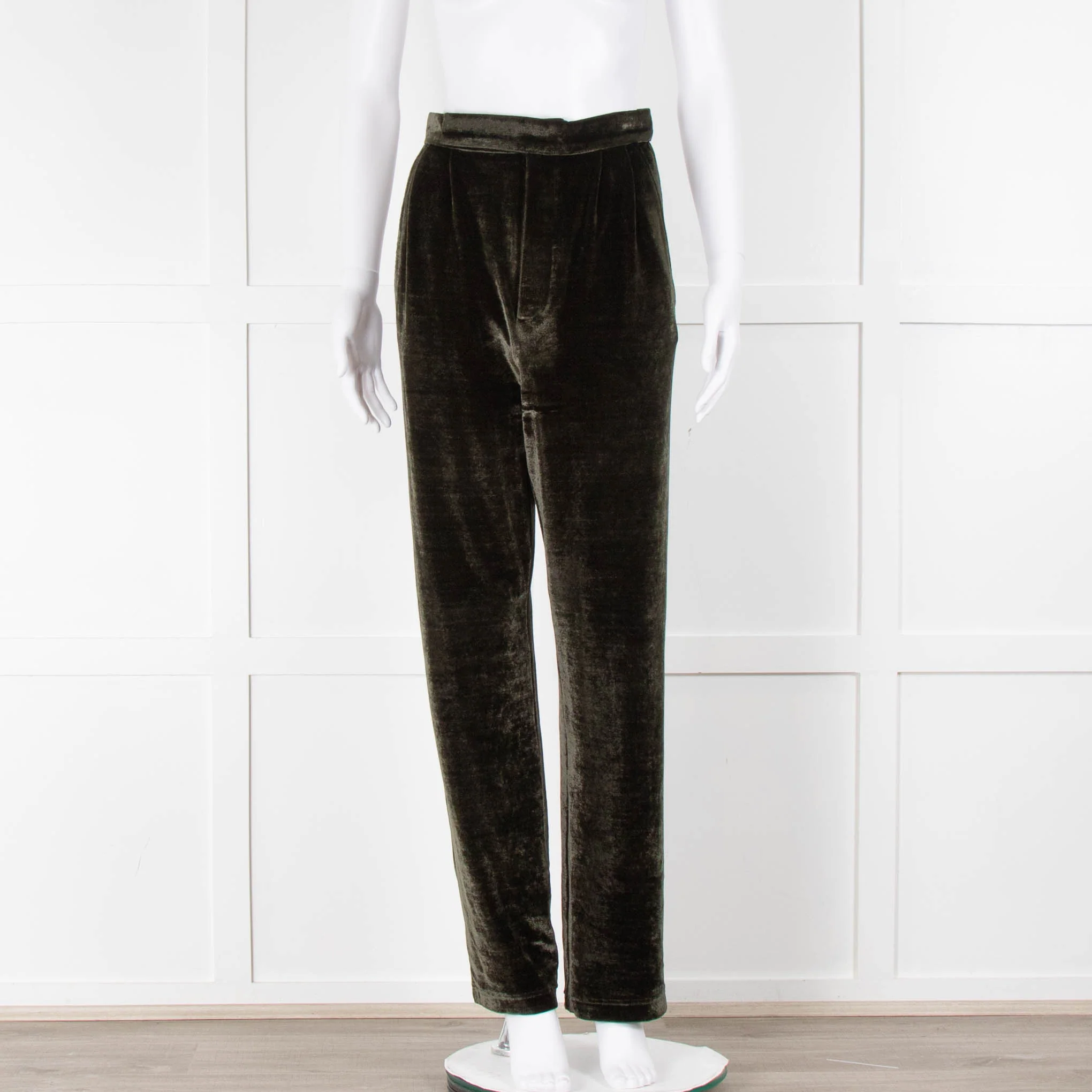 Scanlan Theodore Dark Green Stretch Velvet Trousers