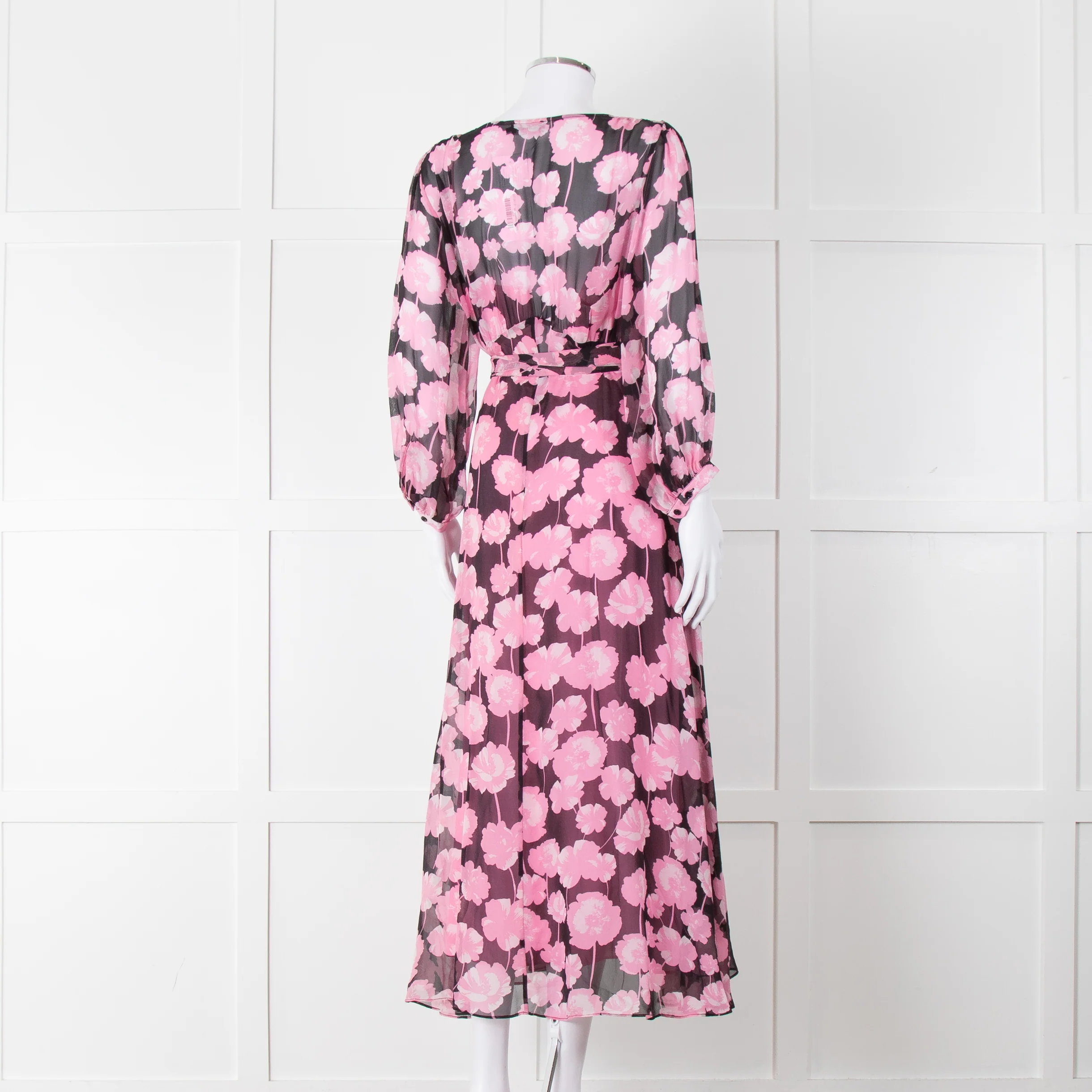 Scanlan Theodore Silk Black & Pink Floral Maxi Dress - Image 4