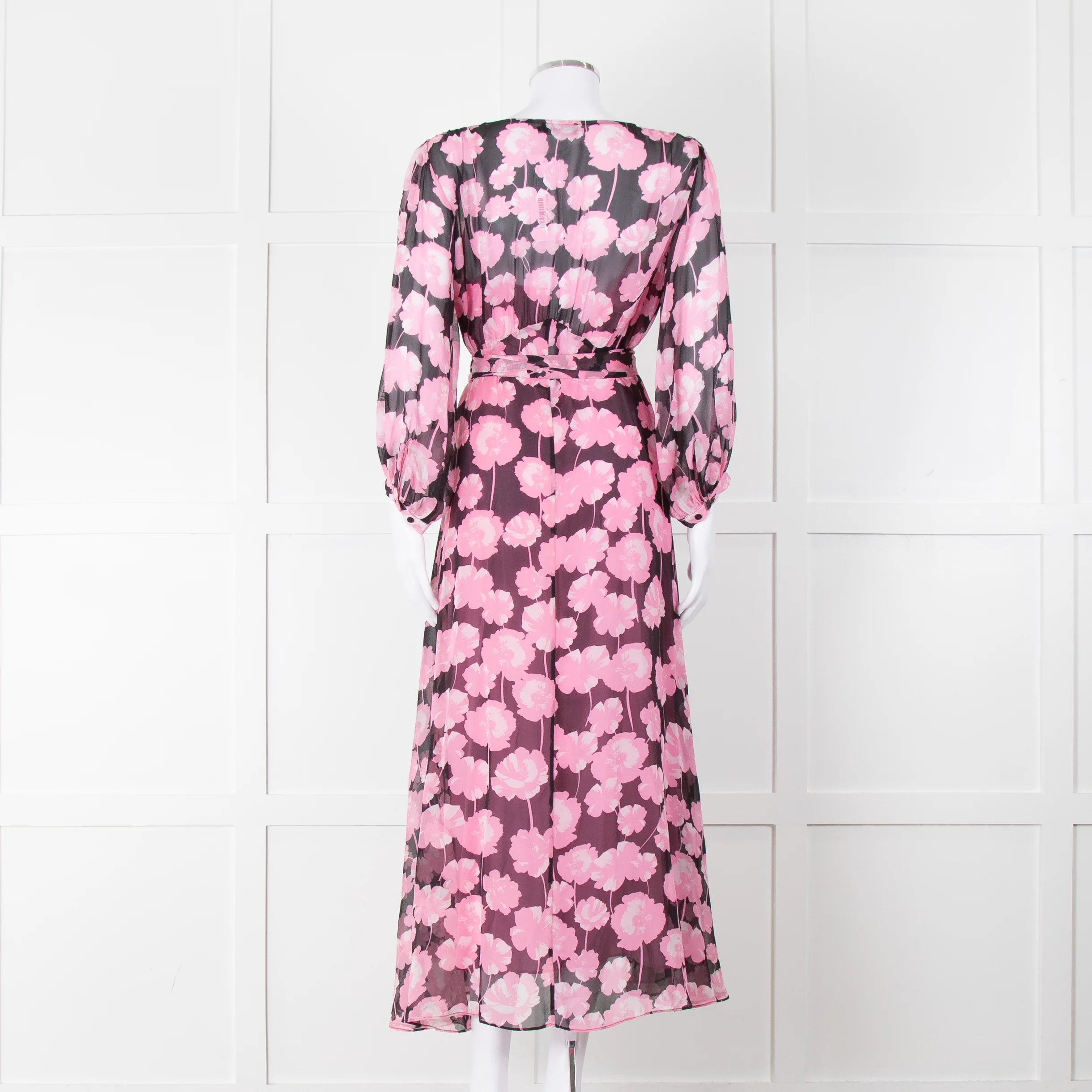 Scanlan Theodore Silk Black & Pink Floral Maxi Dress - Image 5