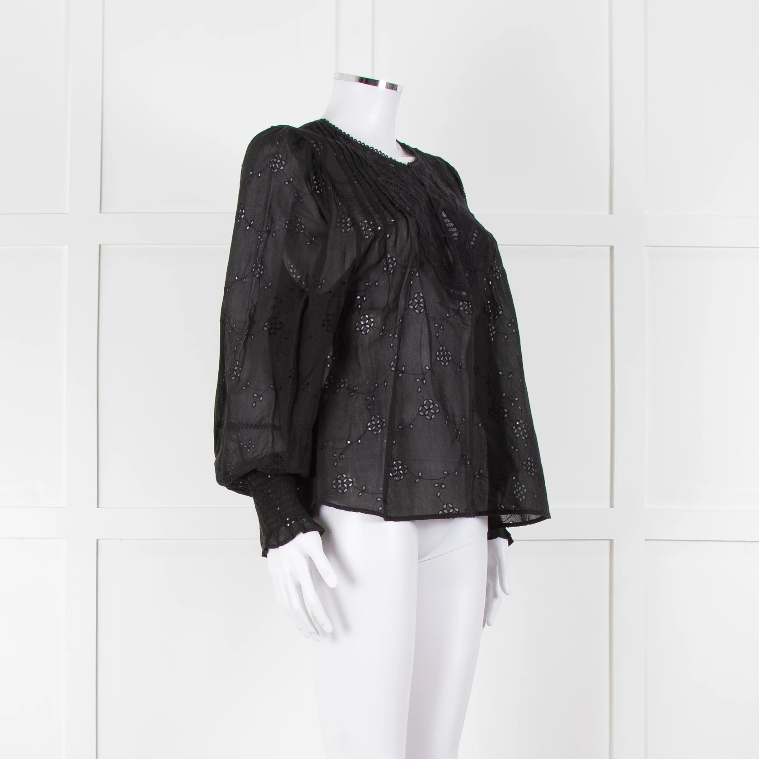 Scarlett Poppies Black Broderie Anglaise Top - Image 2
