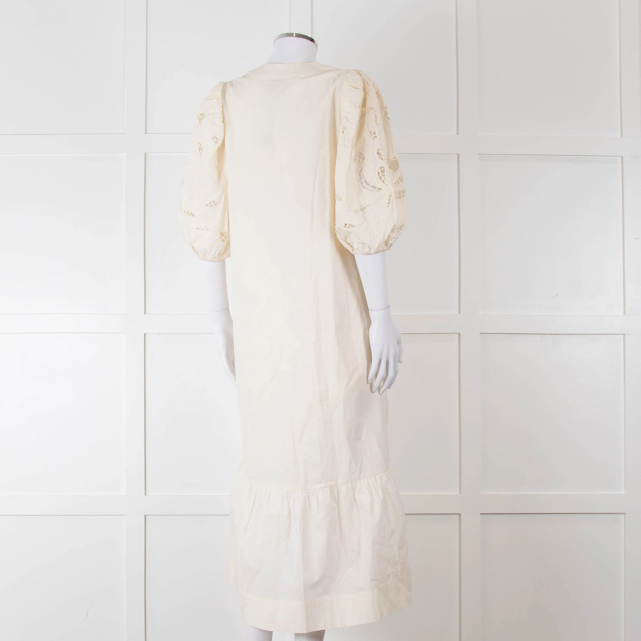 Scarlett Poppies Cream Cotton Broidery Puff Sleeve Maxi Dress - Image 4