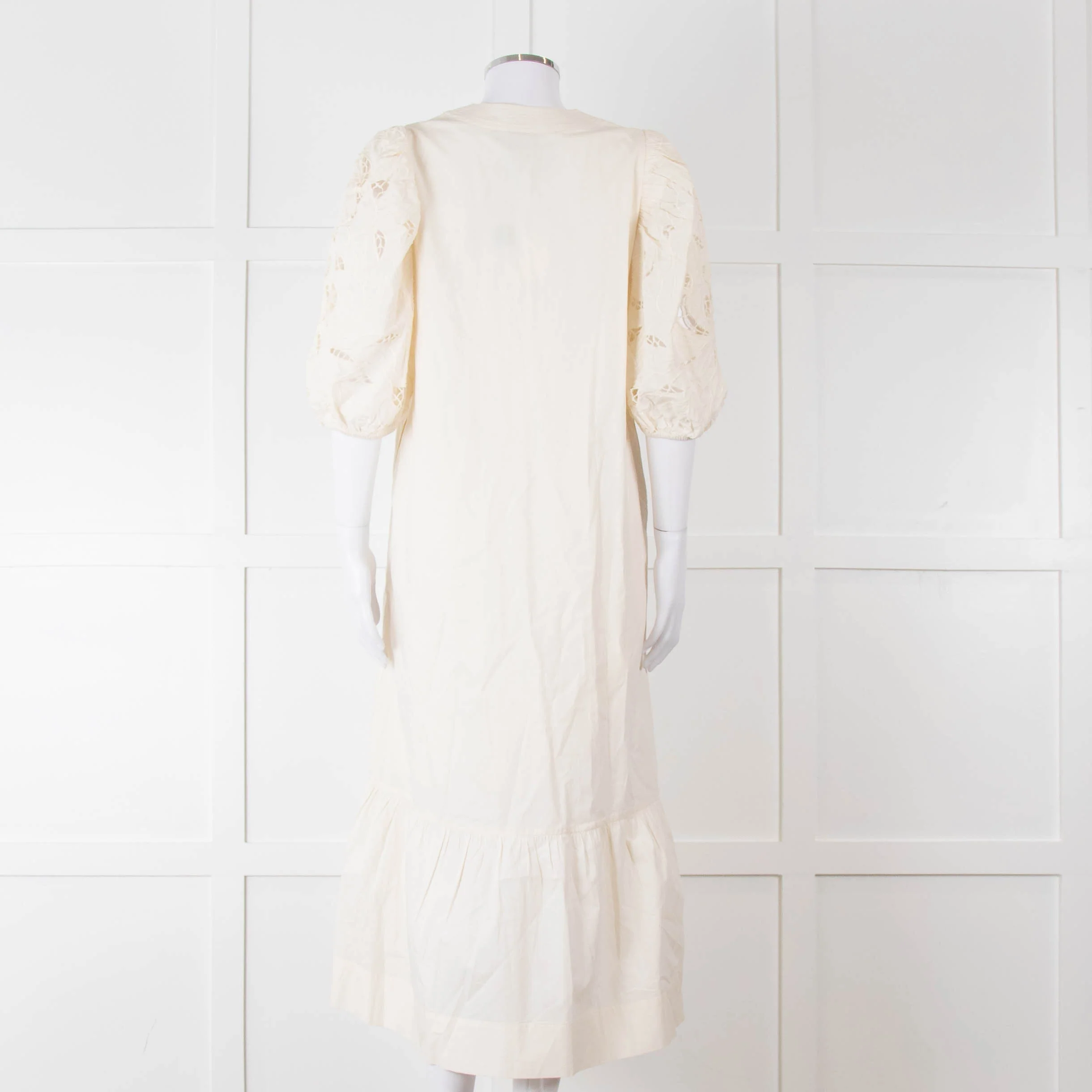 Scarlett Poppies Cream Cotton Broidery Puff Sleeve Maxi Dress - Image 5
