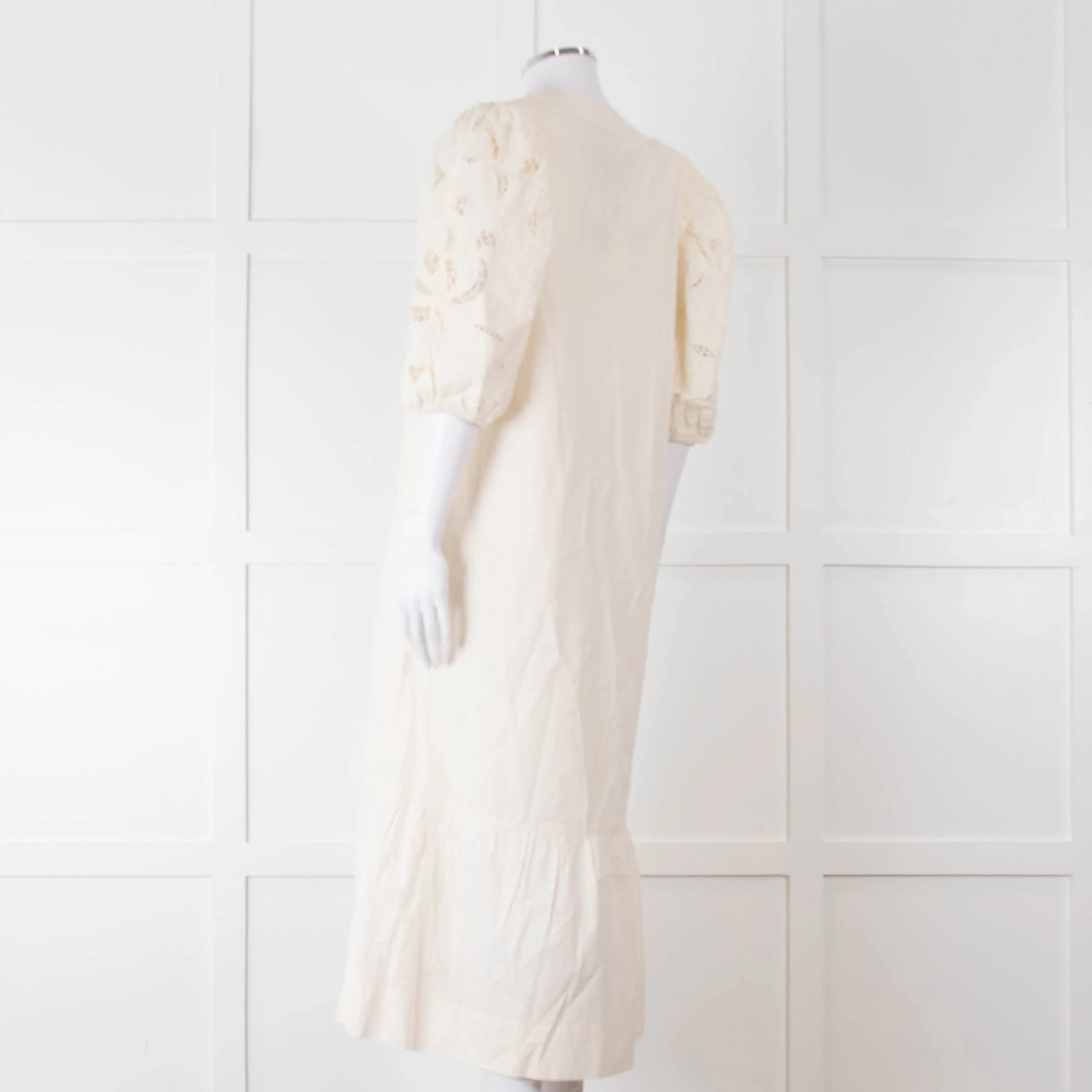 Scarlett Poppies Cream Cotton Broidery Puff Sleeve Maxi Dress - Image 6
