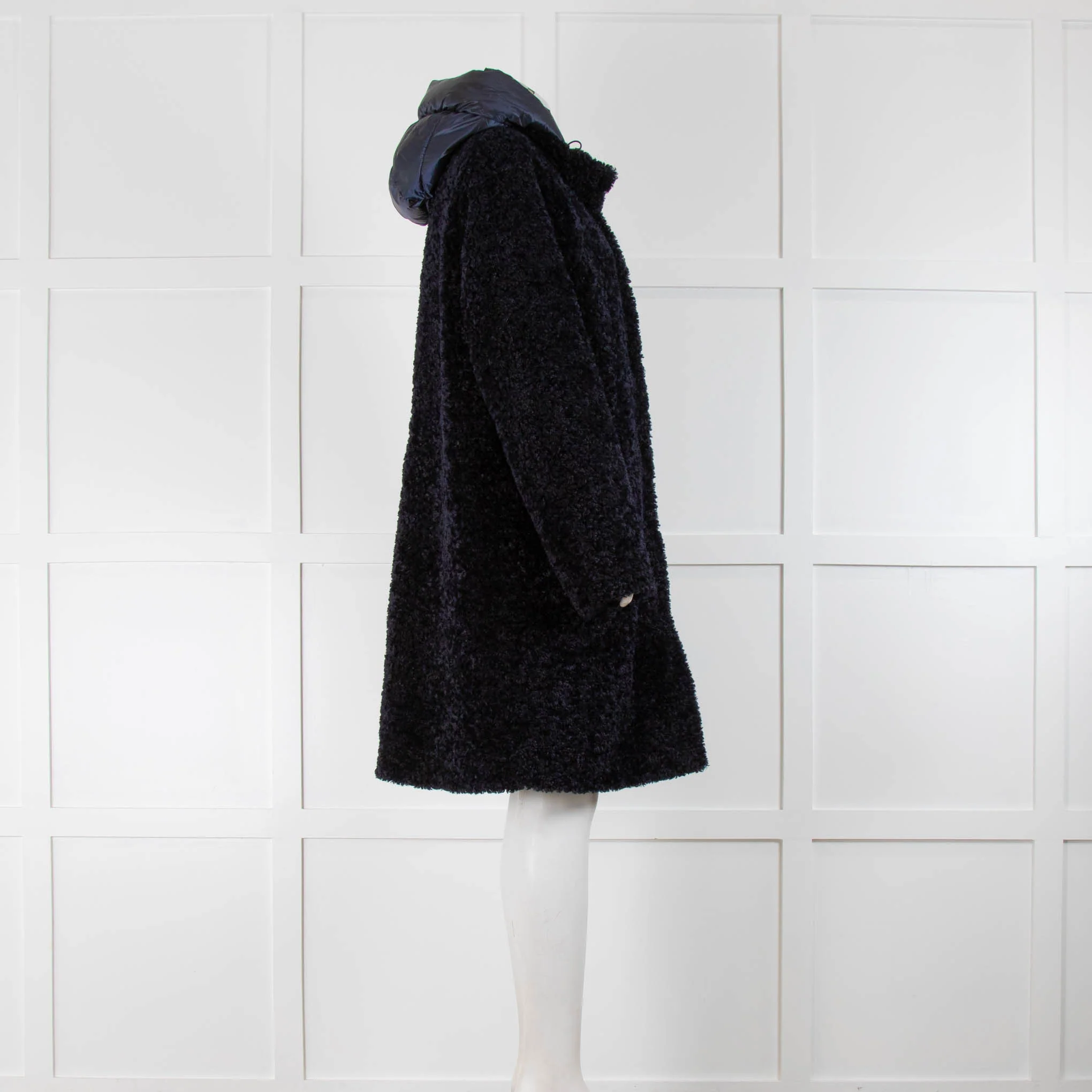 Schneiders Blue Teddy Coat With Nylon Hood - Image 2