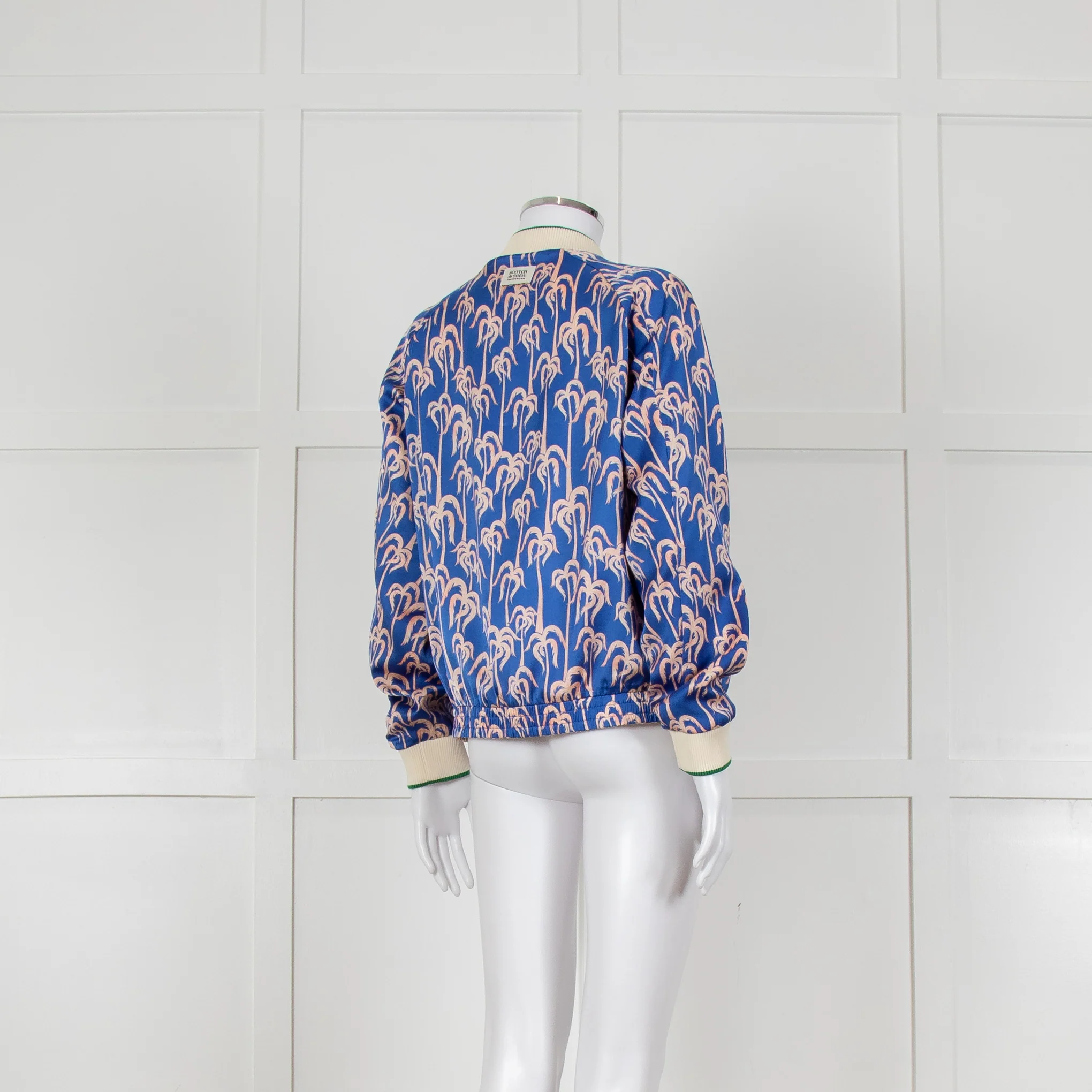 Scotch & Soda Blue and Pink Palm Print Reversible Bomber Jacket - Image 4