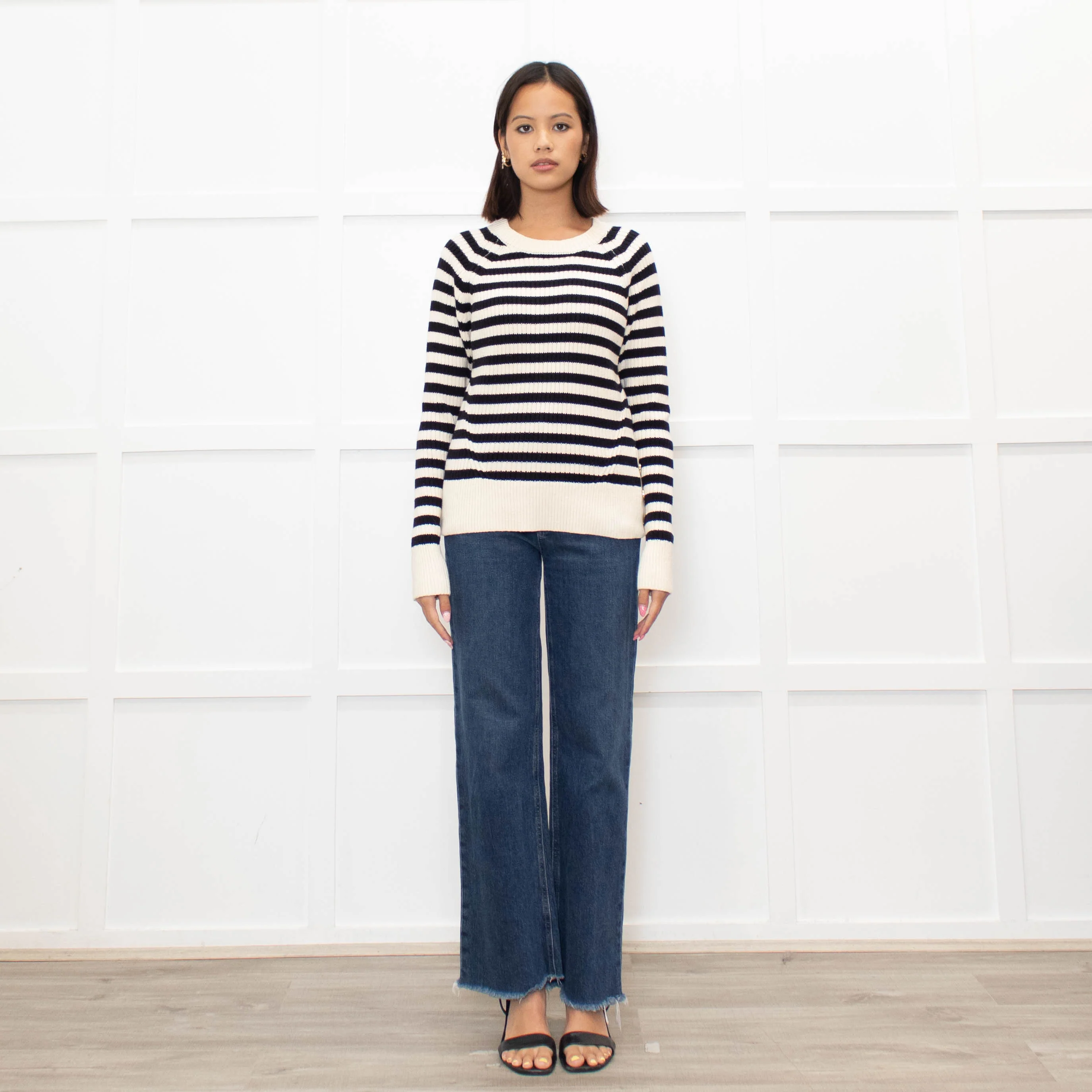 Scotch & Soda Cream and Black Cotton Knitted Jumper