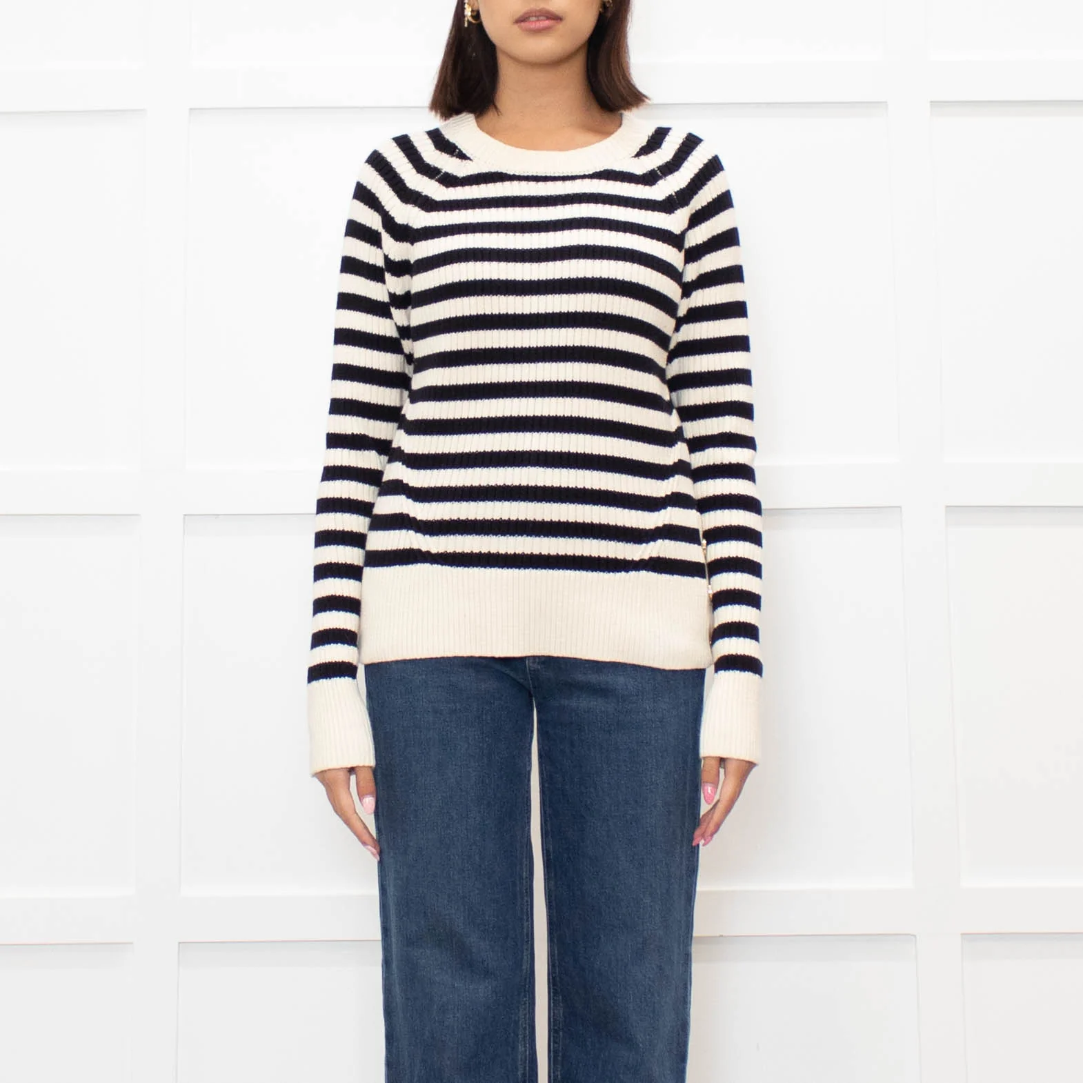 Scotch & Soda Cream and Black Cotton Knitted Jumper - Image 2