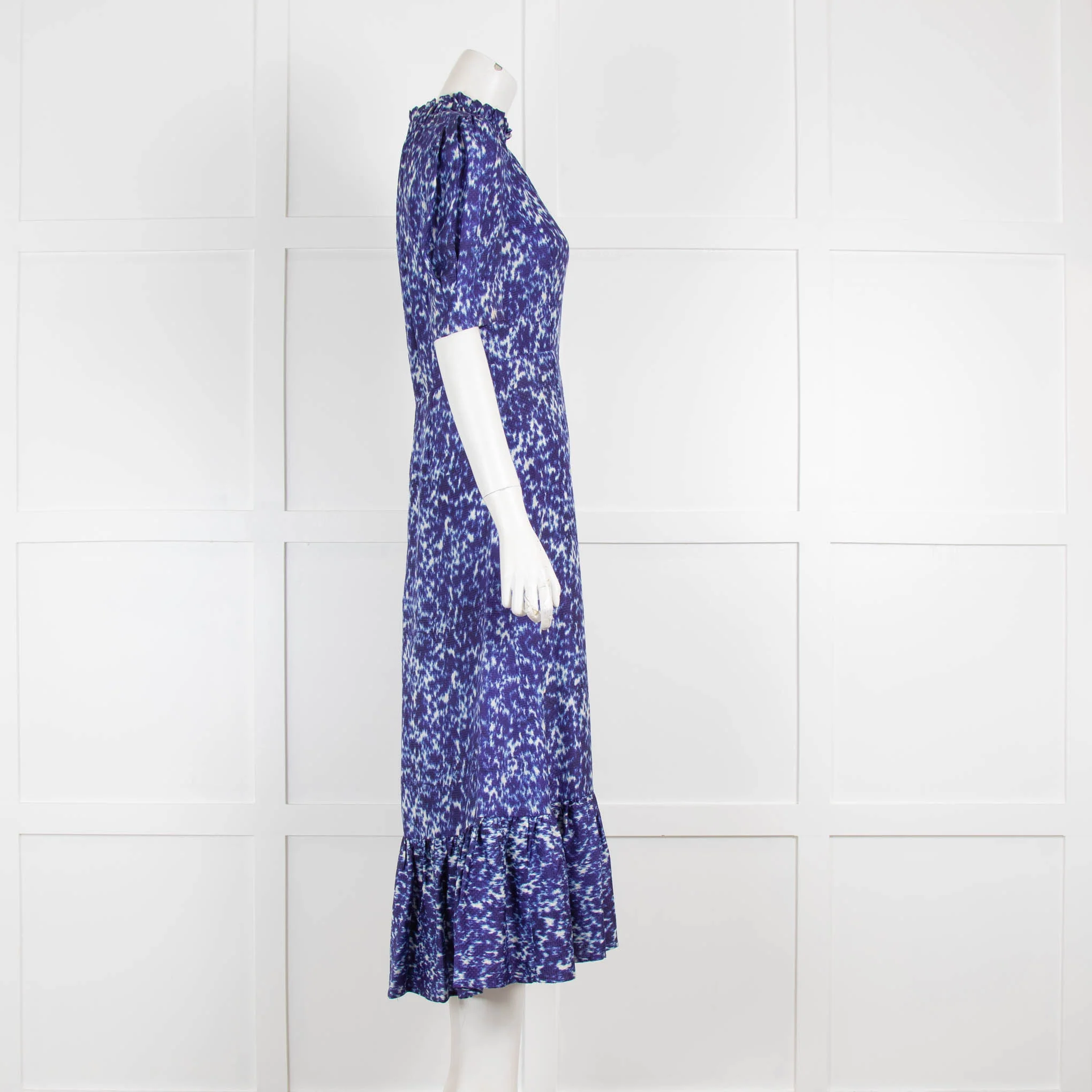 SEA Blue Tie Dye Silk Short Sleeve Midi Dress - Image 2