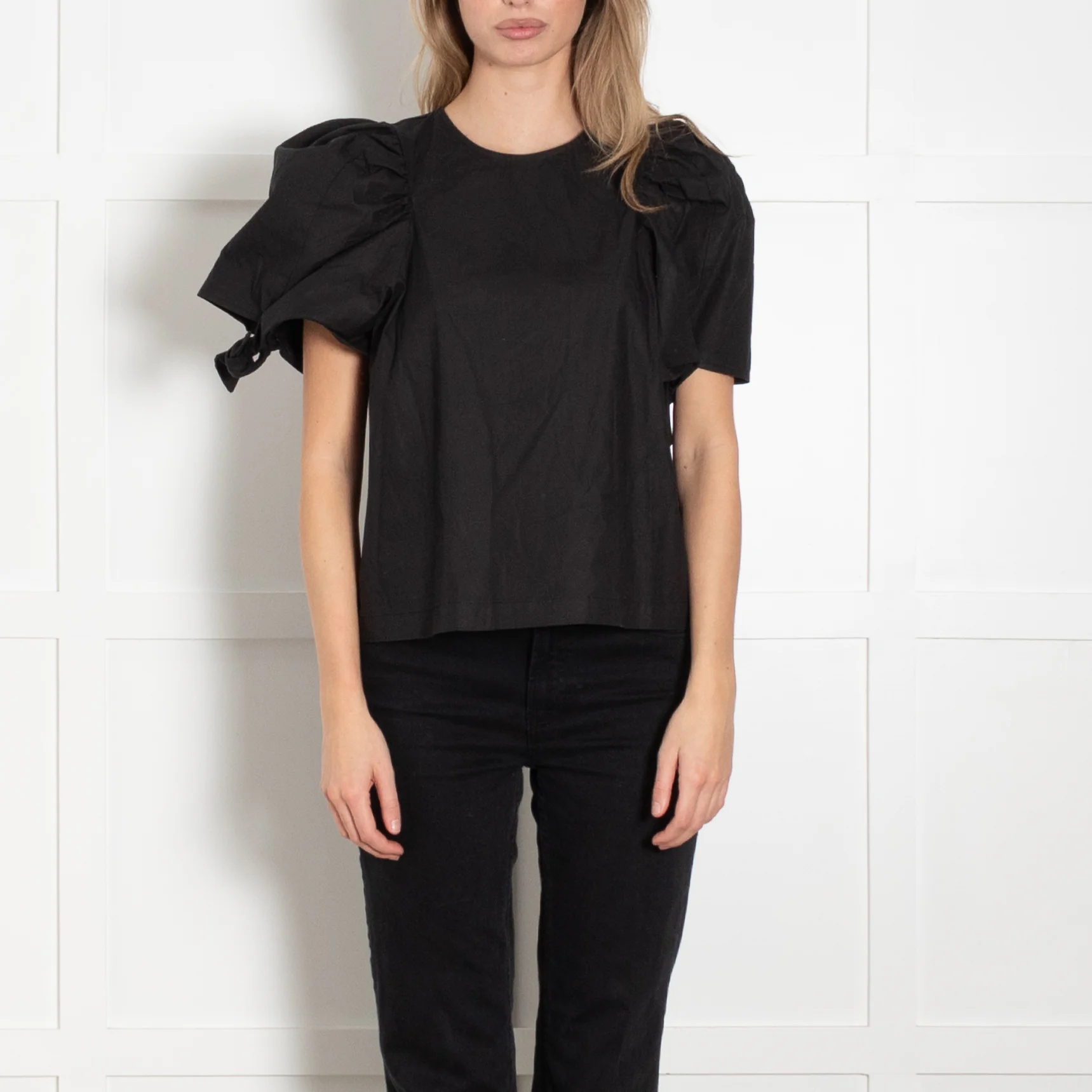 Sea New York Black Cotton Puff Sleeve Top - Image 2