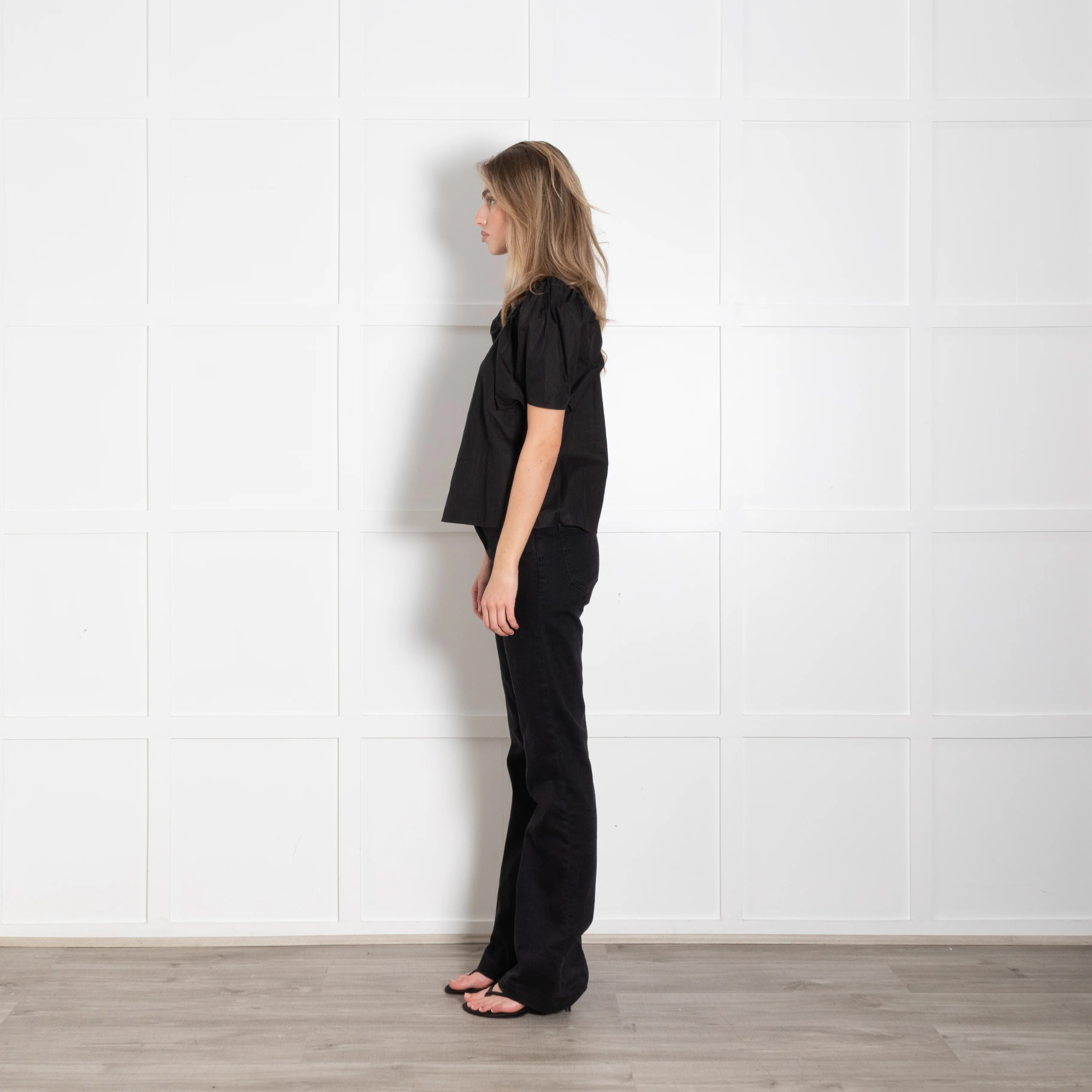 Sea New York Black Cotton Puff Sleeve Top - Image 4