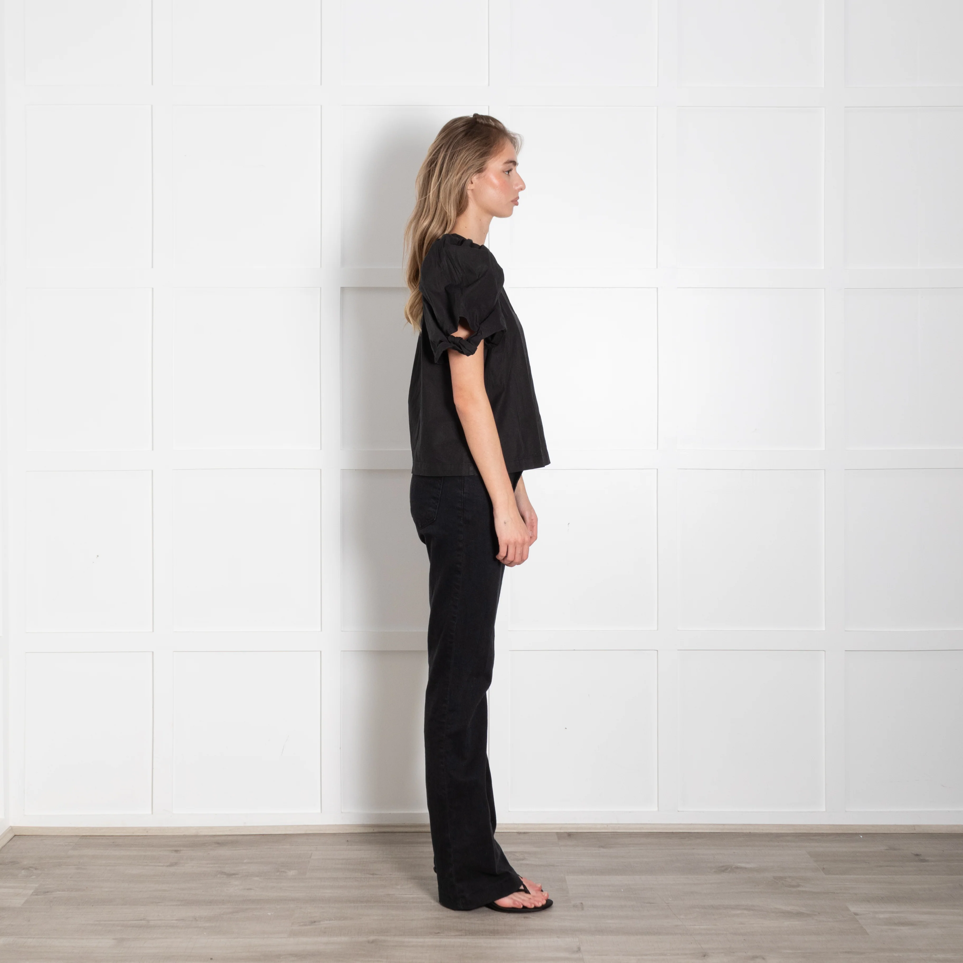 Sea New York Black Cotton Puff Sleeve Top - Image 6