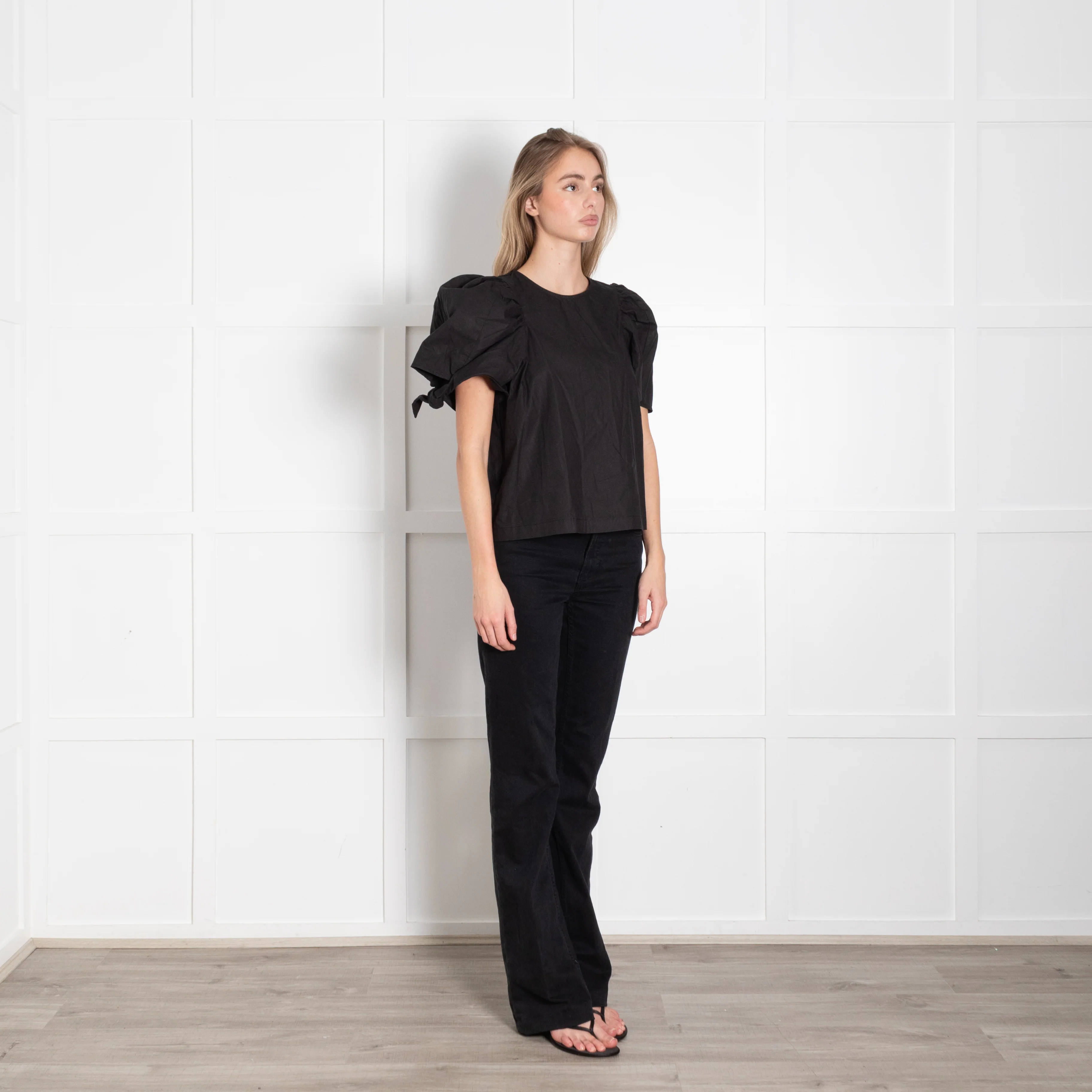 Sea New York Black Cotton Puff Sleeve Top - Image 7