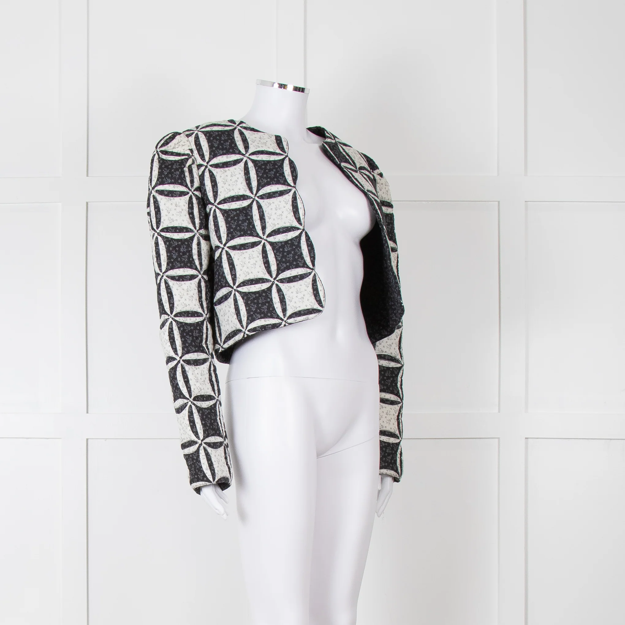 Sea New York Black White Geometric Applique Quilted Jacket - Image 2