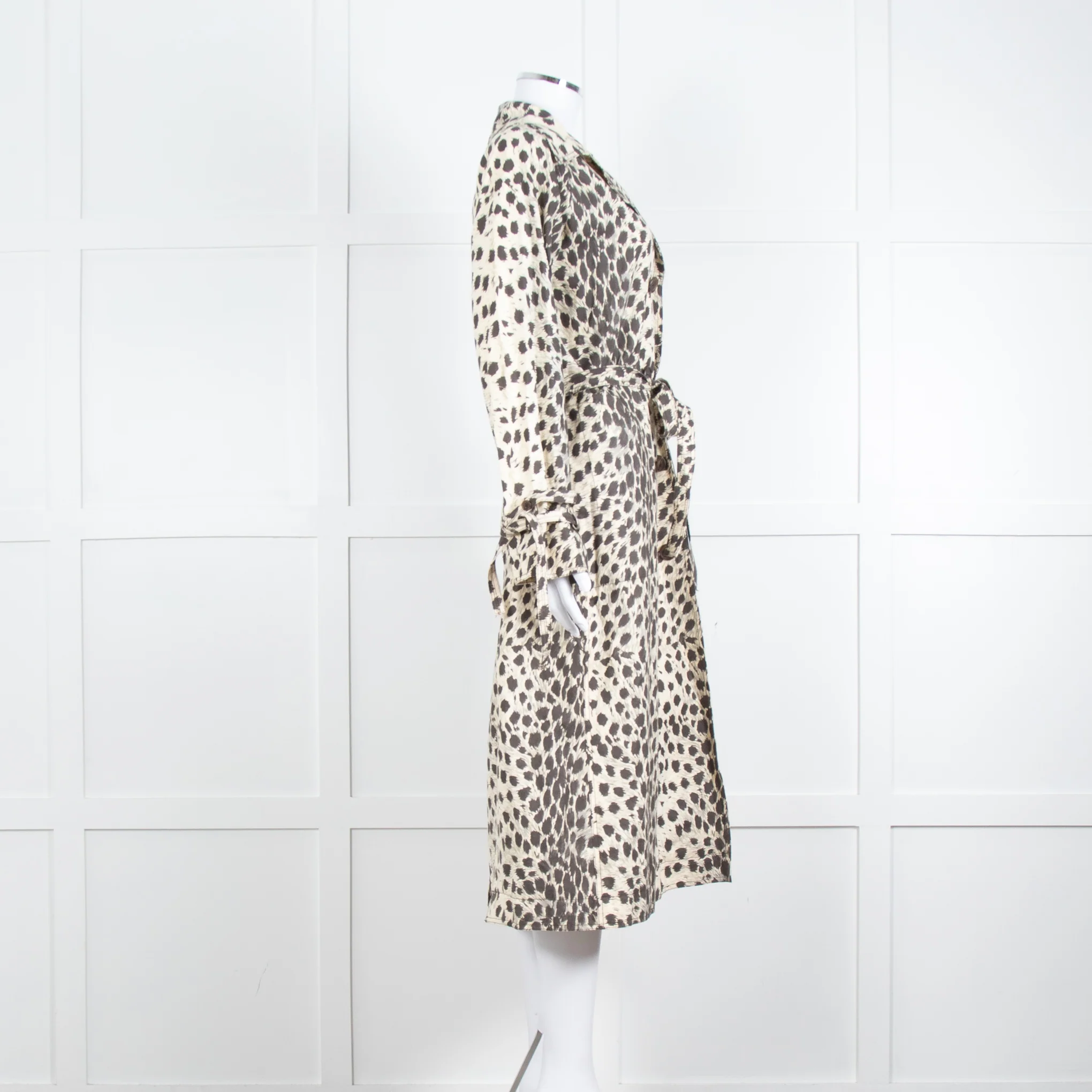Sea New York Cream Grey Leopard Print Trench Coat - Image 3