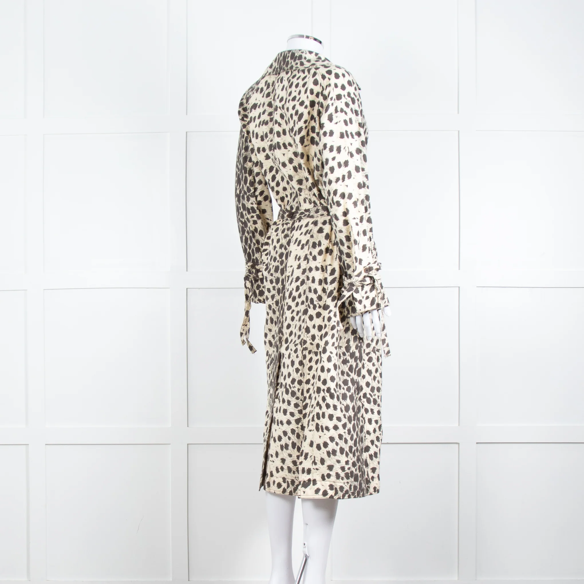 Sea New York Cream Grey Leopard Print Trench Coat - Image 4
