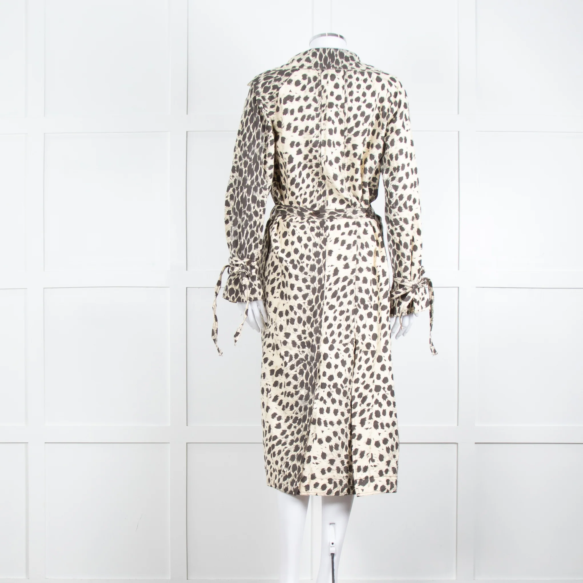 Sea New York Cream Grey Leopard Print Trench Coat - Image 5