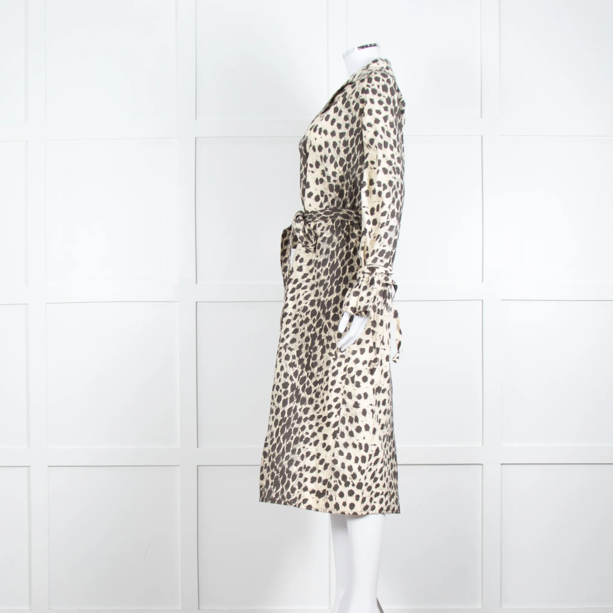 Sea New York Cream Grey Leopard Print Trench Coat - Image 7